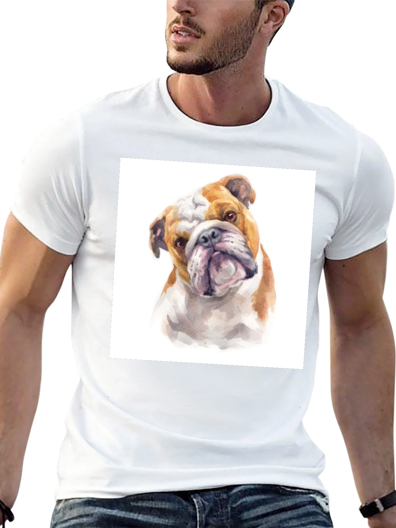 Bulldog Watercolor Graphic T-Shirt