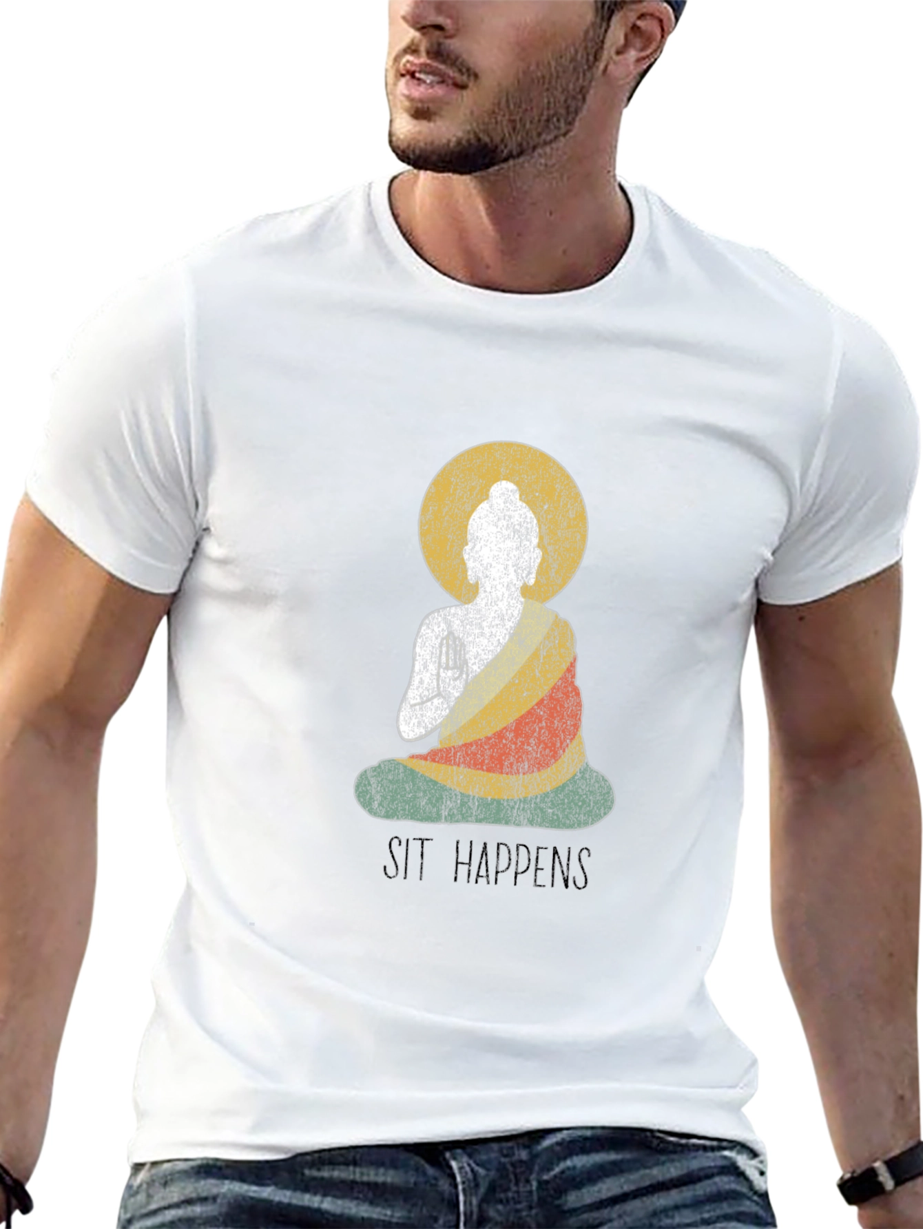 Sit Happens Buddha Graphic T-Shirt