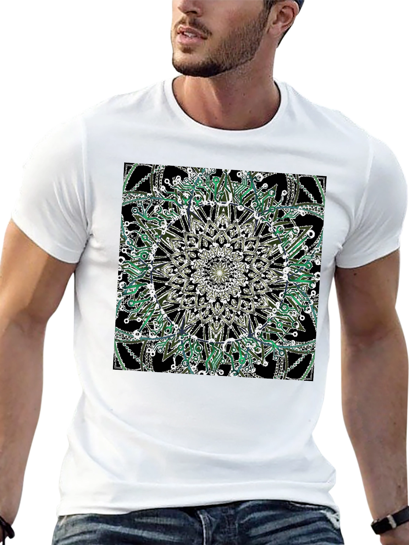 Geometric Mandala Black T-Shirt