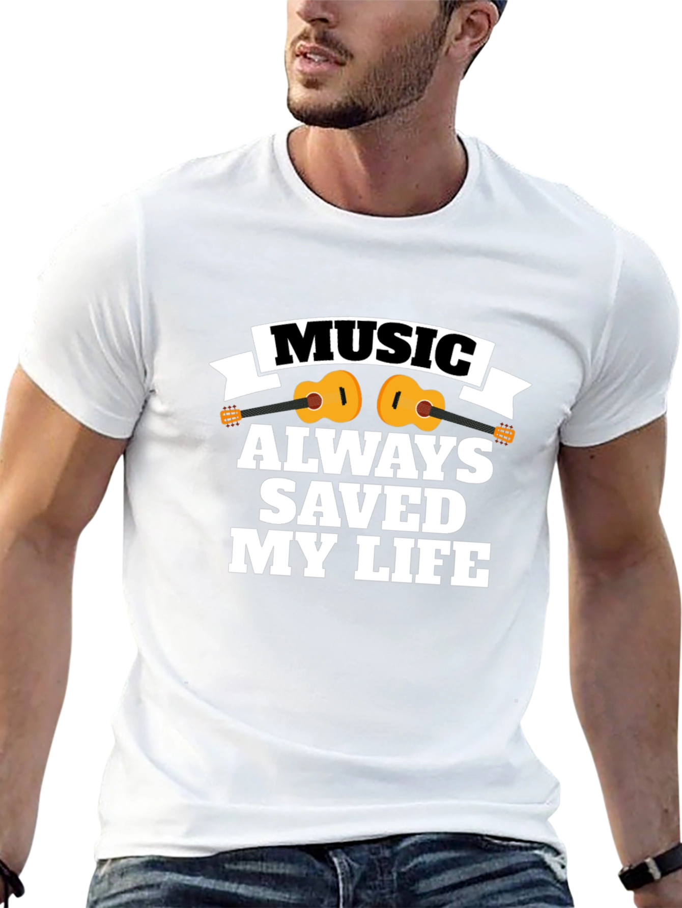 Music Saved My Life Black T-Shirt