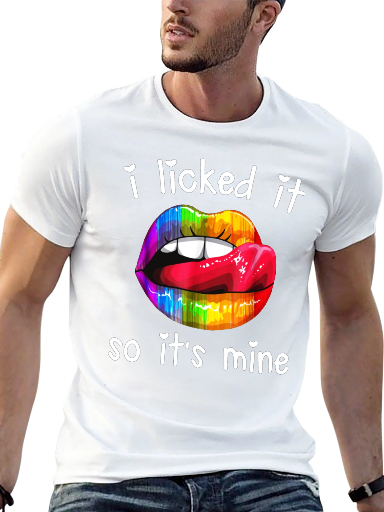 I Licked It Rainbow Lips Graphic T-Shirt