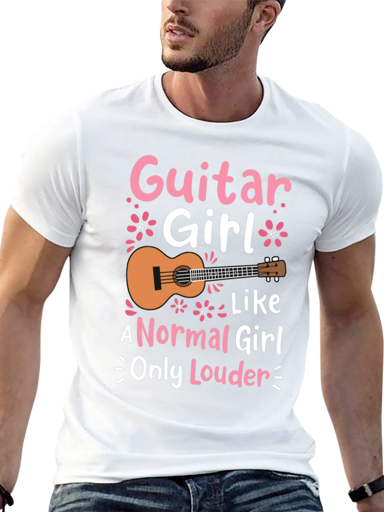 Guitar Girl Graphic Tee - Black Casual T-Shirt