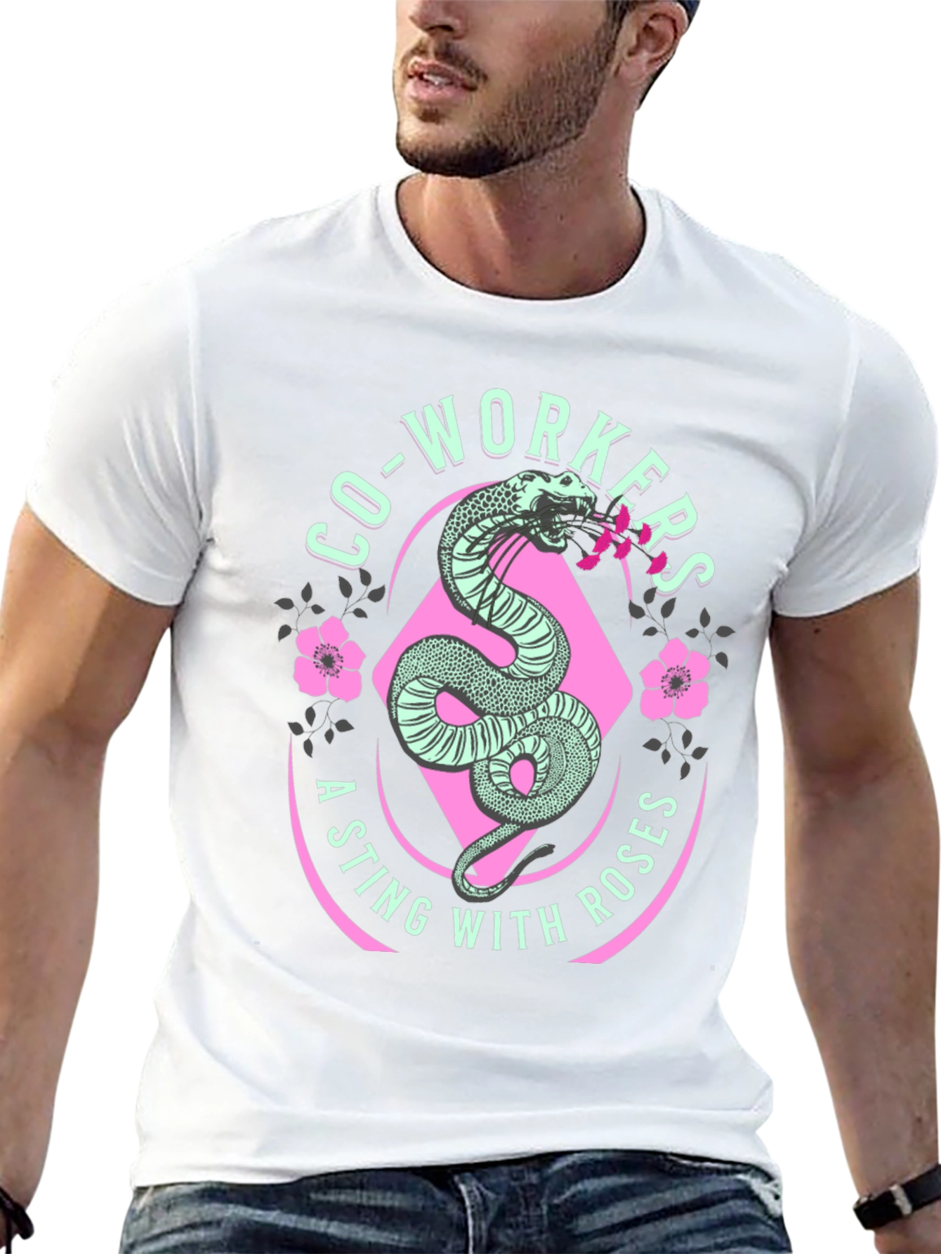 Co-workers A Sting With Roses Graphic T-Shirt