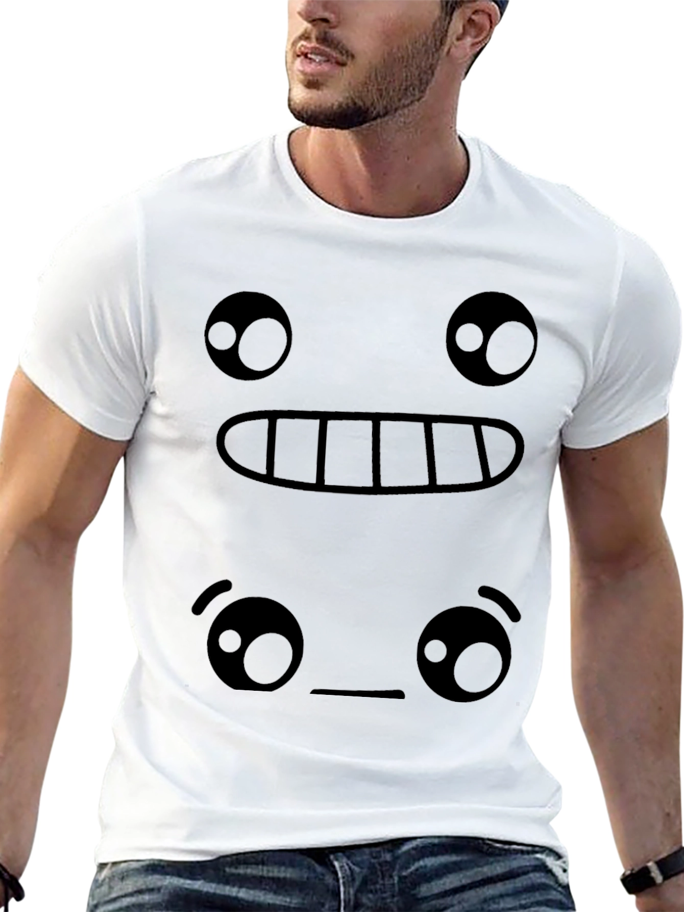 Funny Emoji Face Graphic Tee - Black T-Shirt