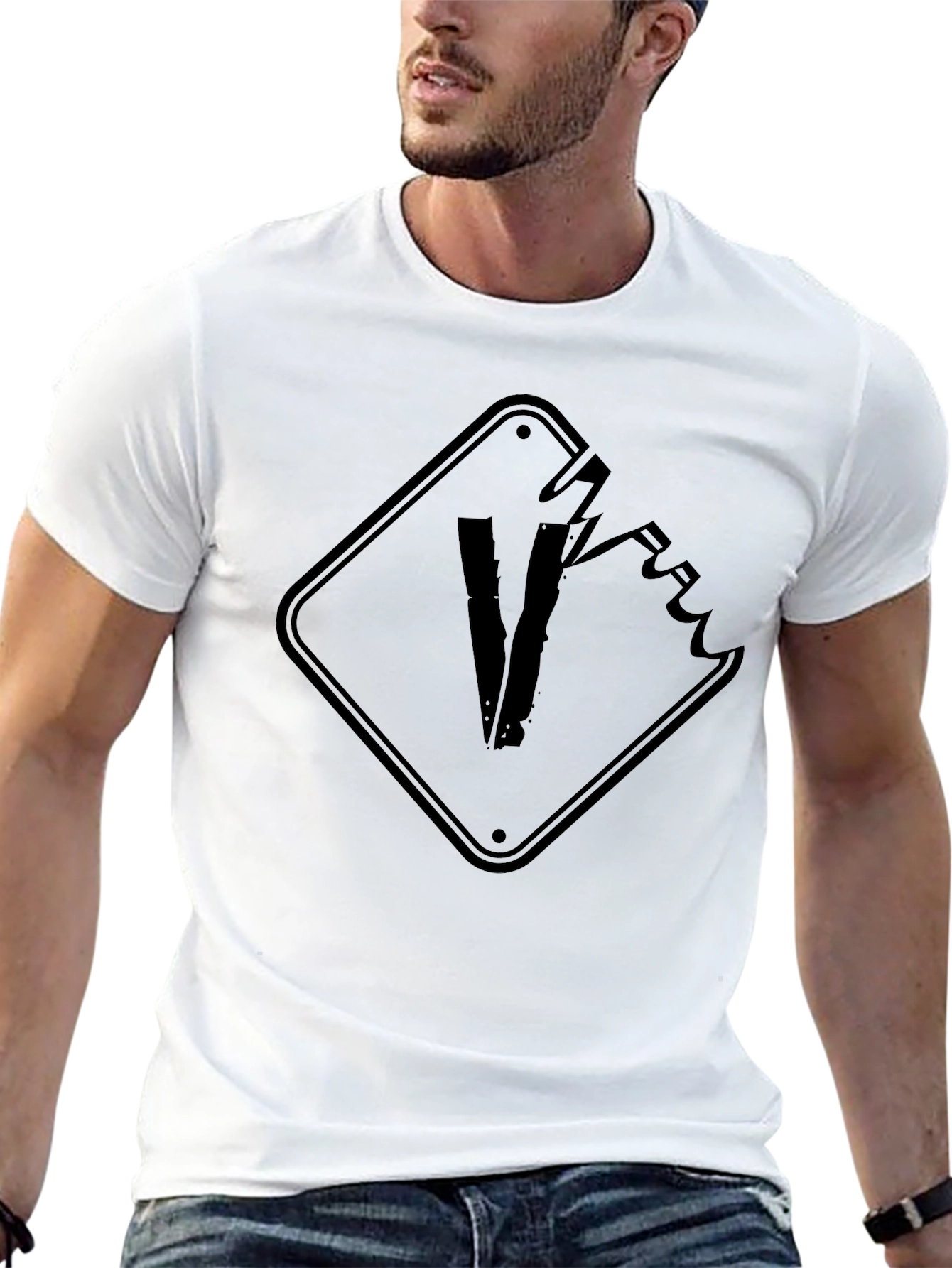 Black Graphic Tee - Broken Sign