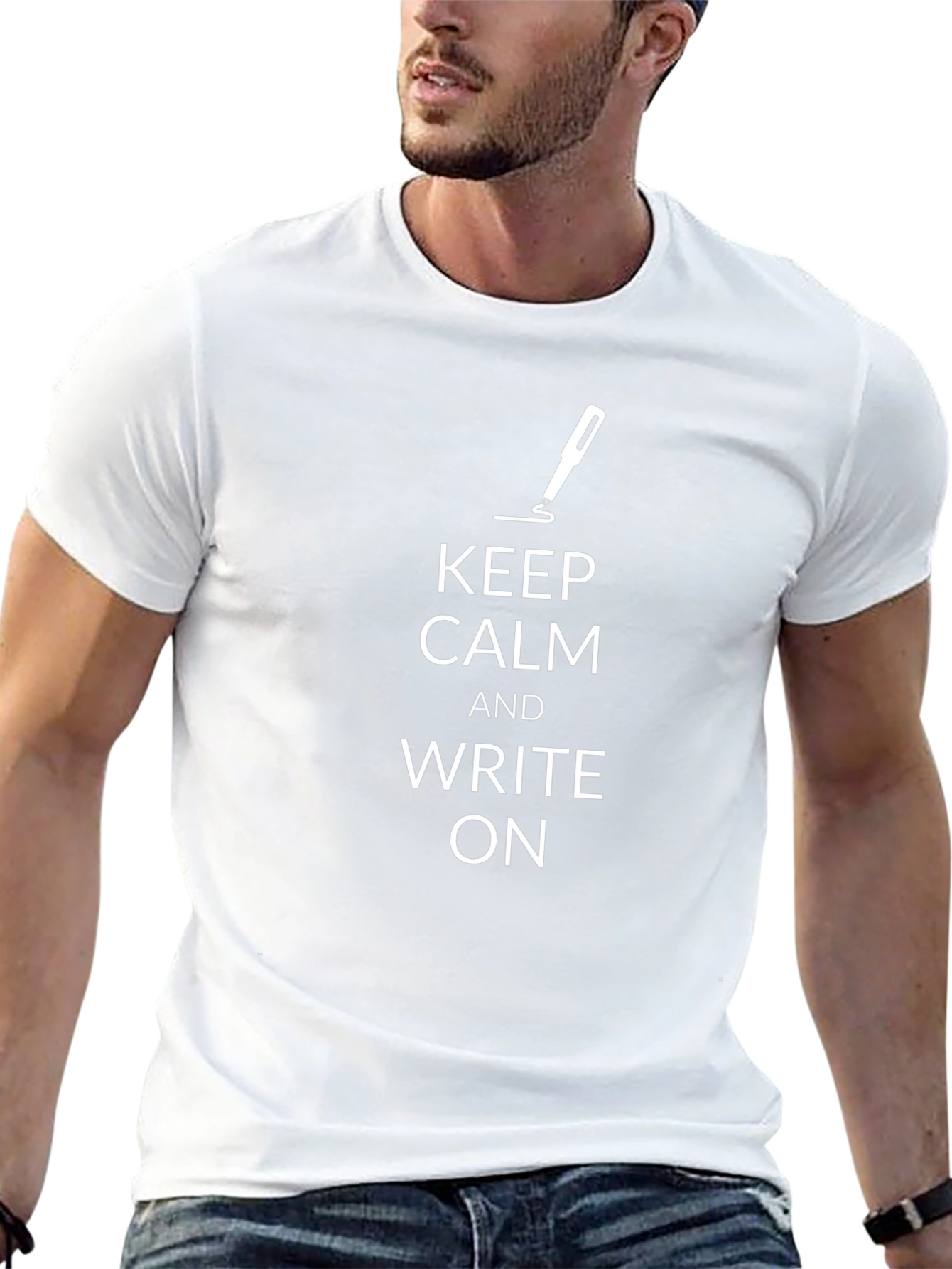 Keep Calm and Write On Black T-Shirt