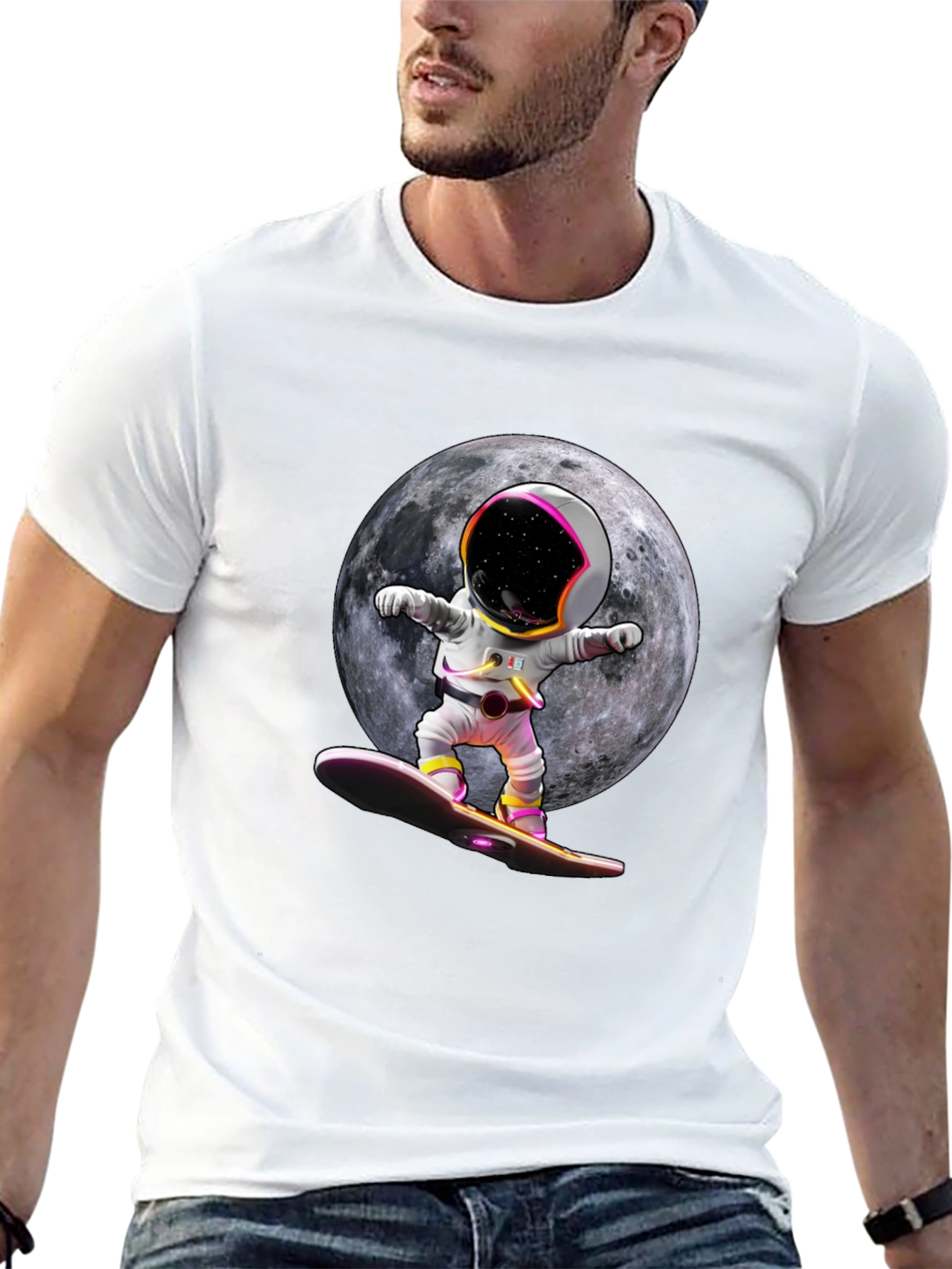 Astronaut Moon Surfing Graphic Tee