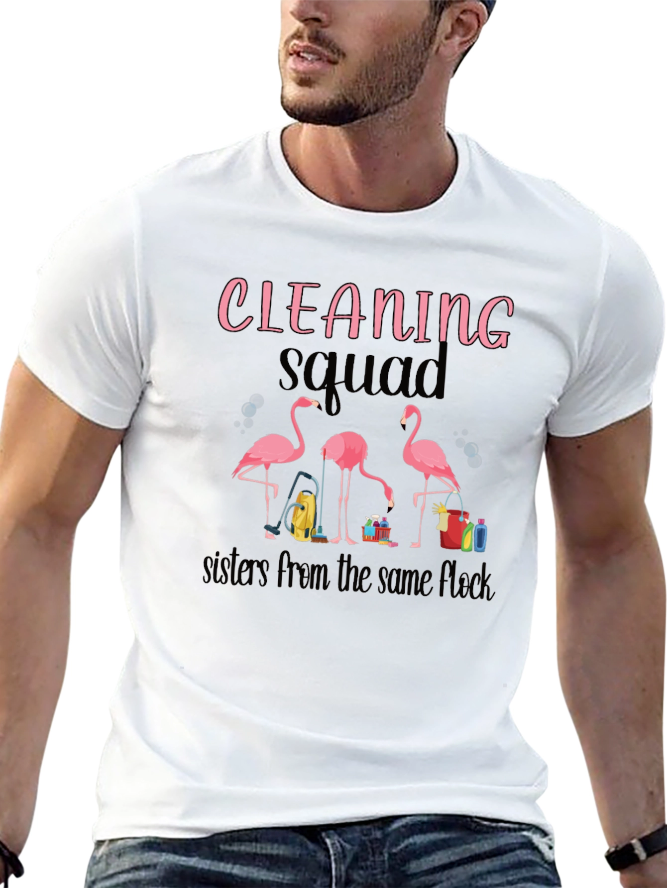 Cleaning Squad Flamingo Graphic T-Shirt