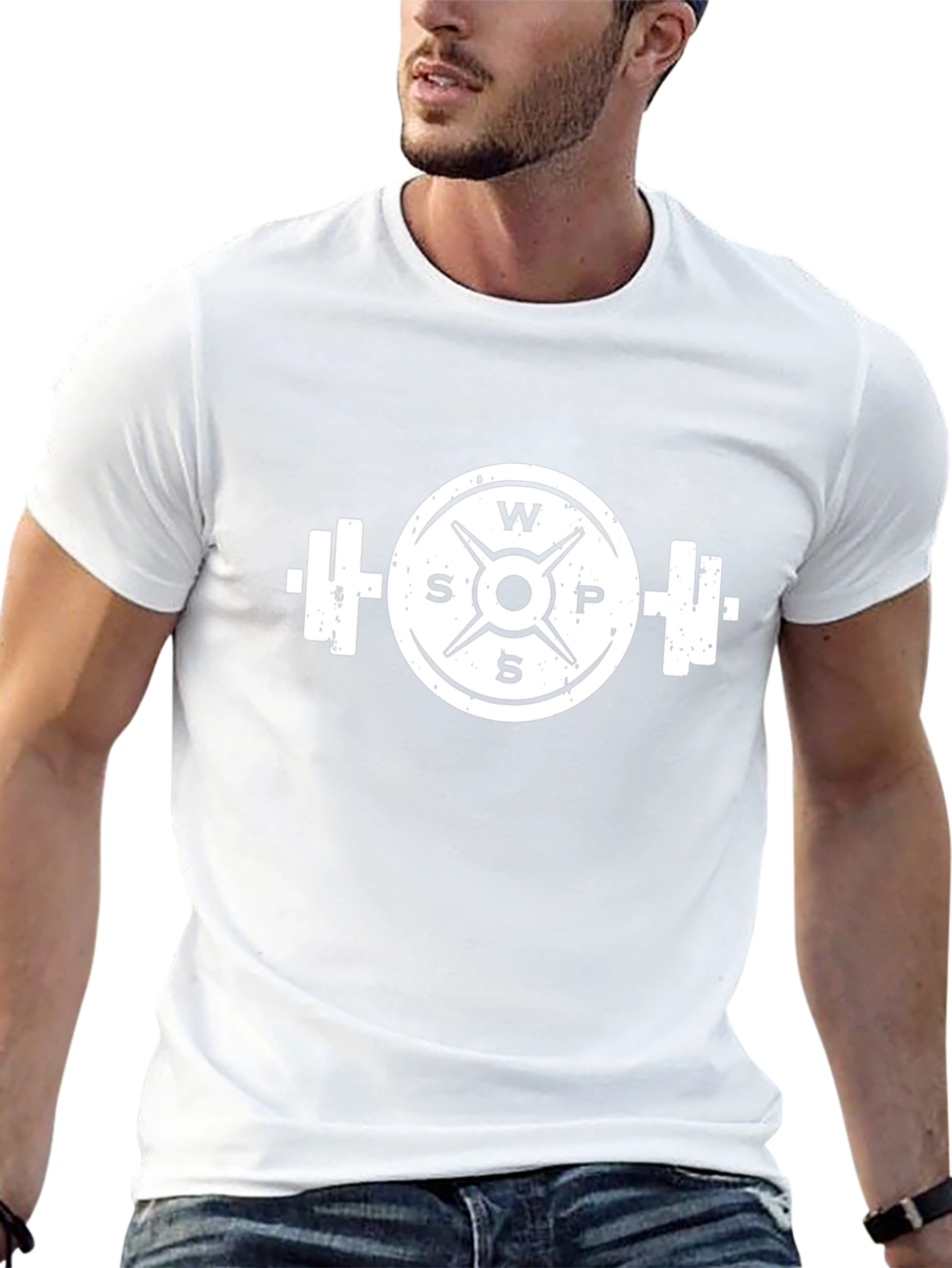 Workout T-Shirt: Weight Plate Barbell Design