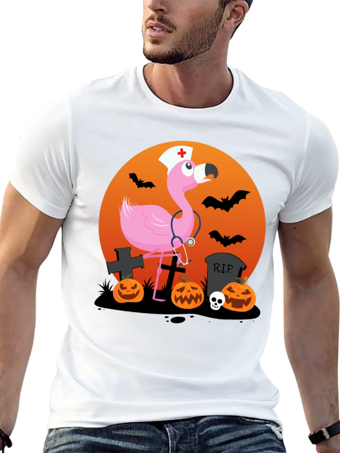 Halloween Flamingo Nurse T-Shirt