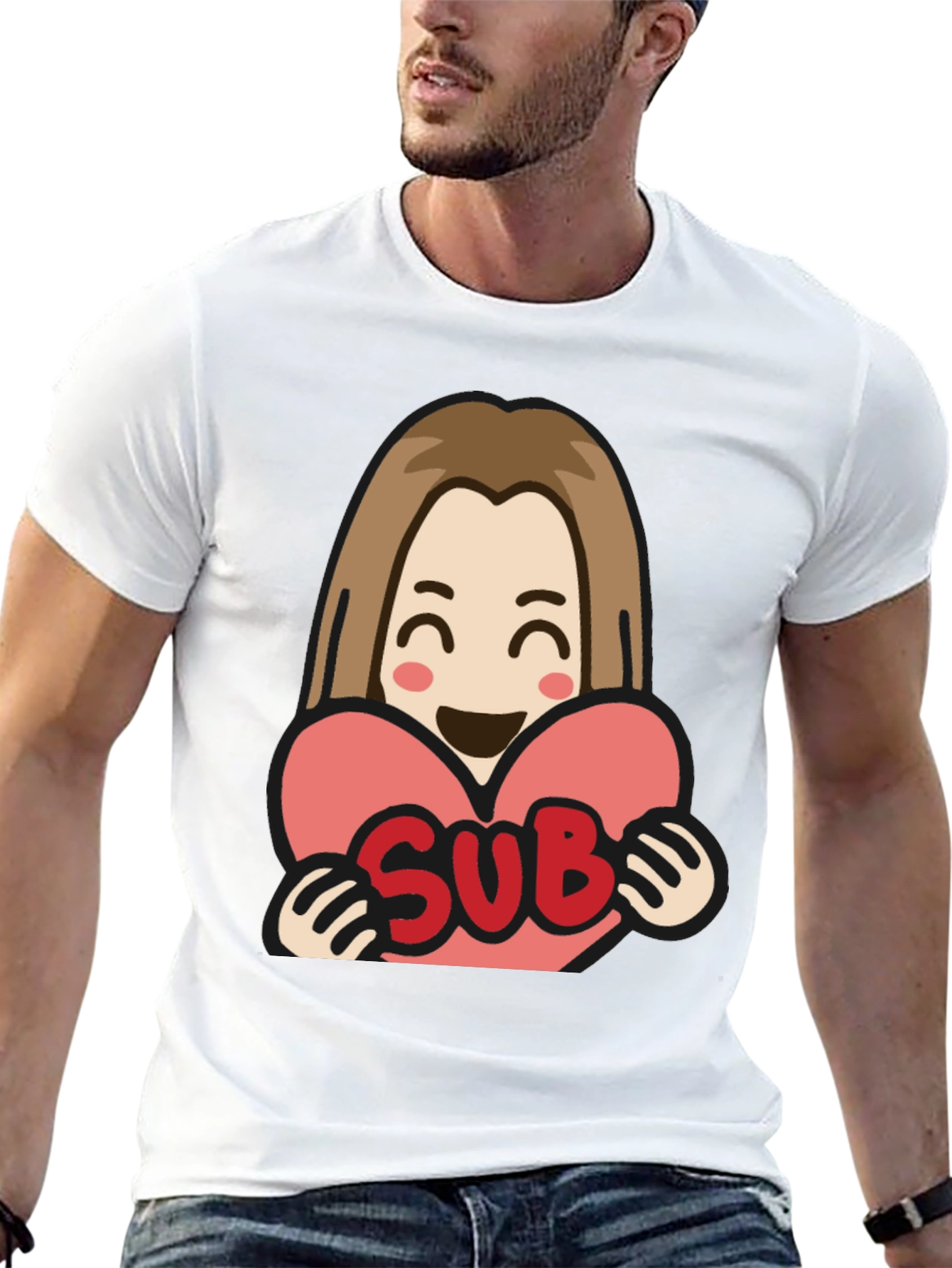 Sub Heart T-Shirt - Black Cotton Graphic Tee