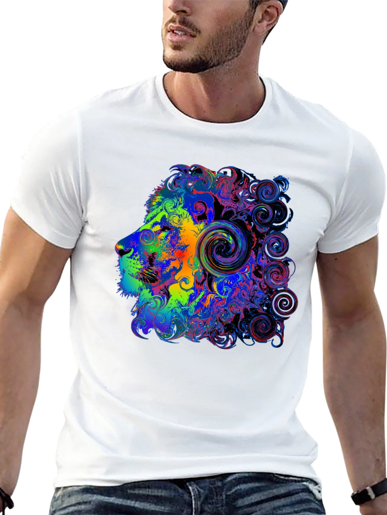 Psychedelic Lion Head Graphic Tee