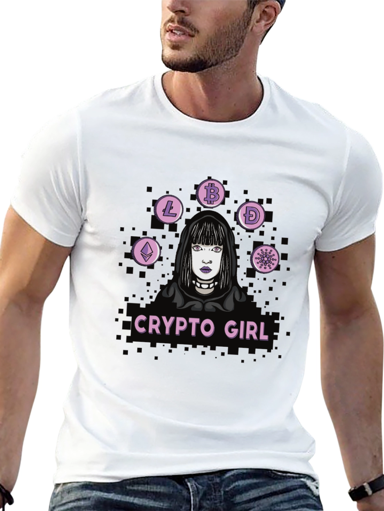 Crypto Girl Black Graphic T-Shirt