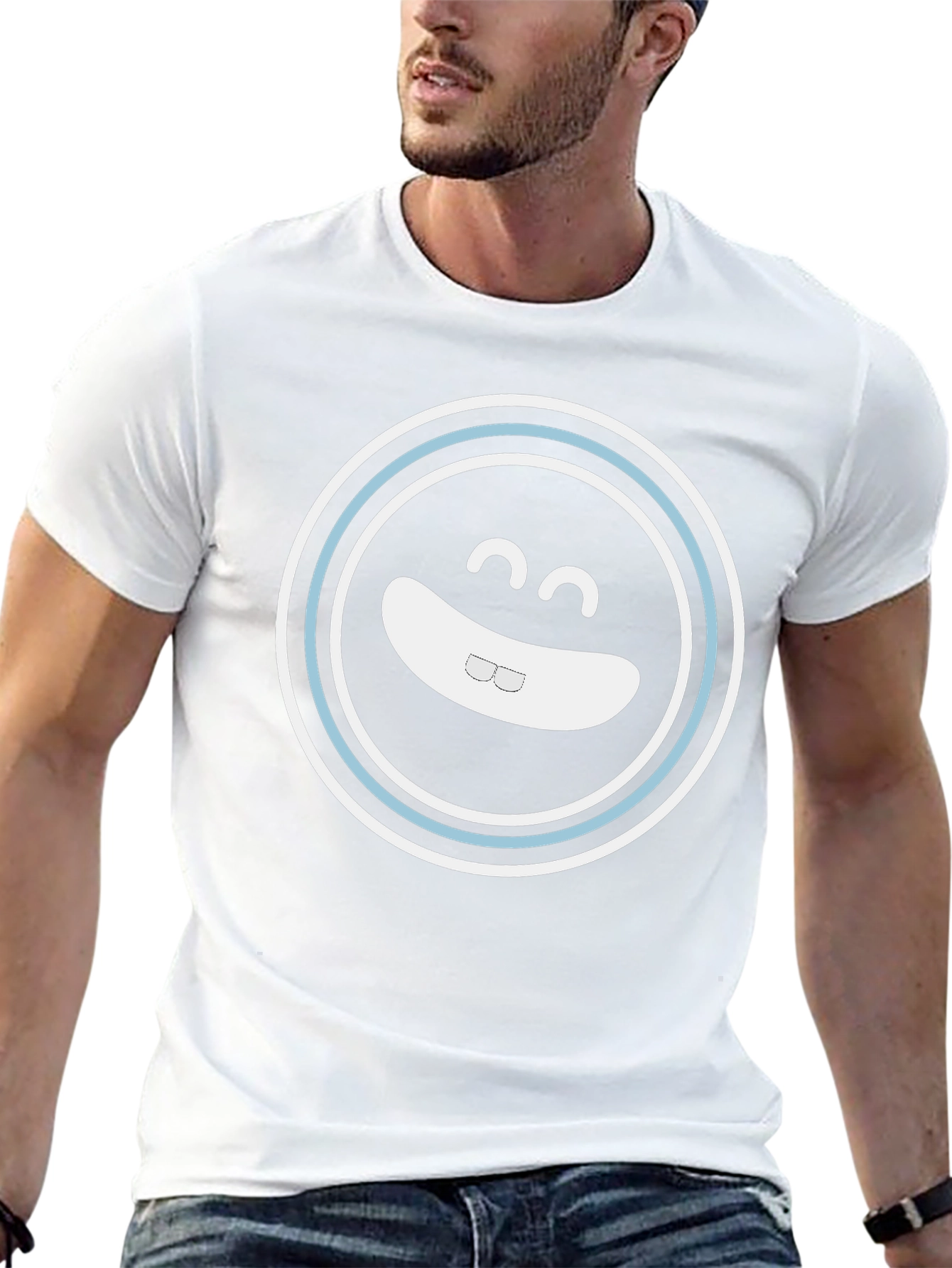 Smiling Face Graphic Tee - Black Cotton Blend Shirt
