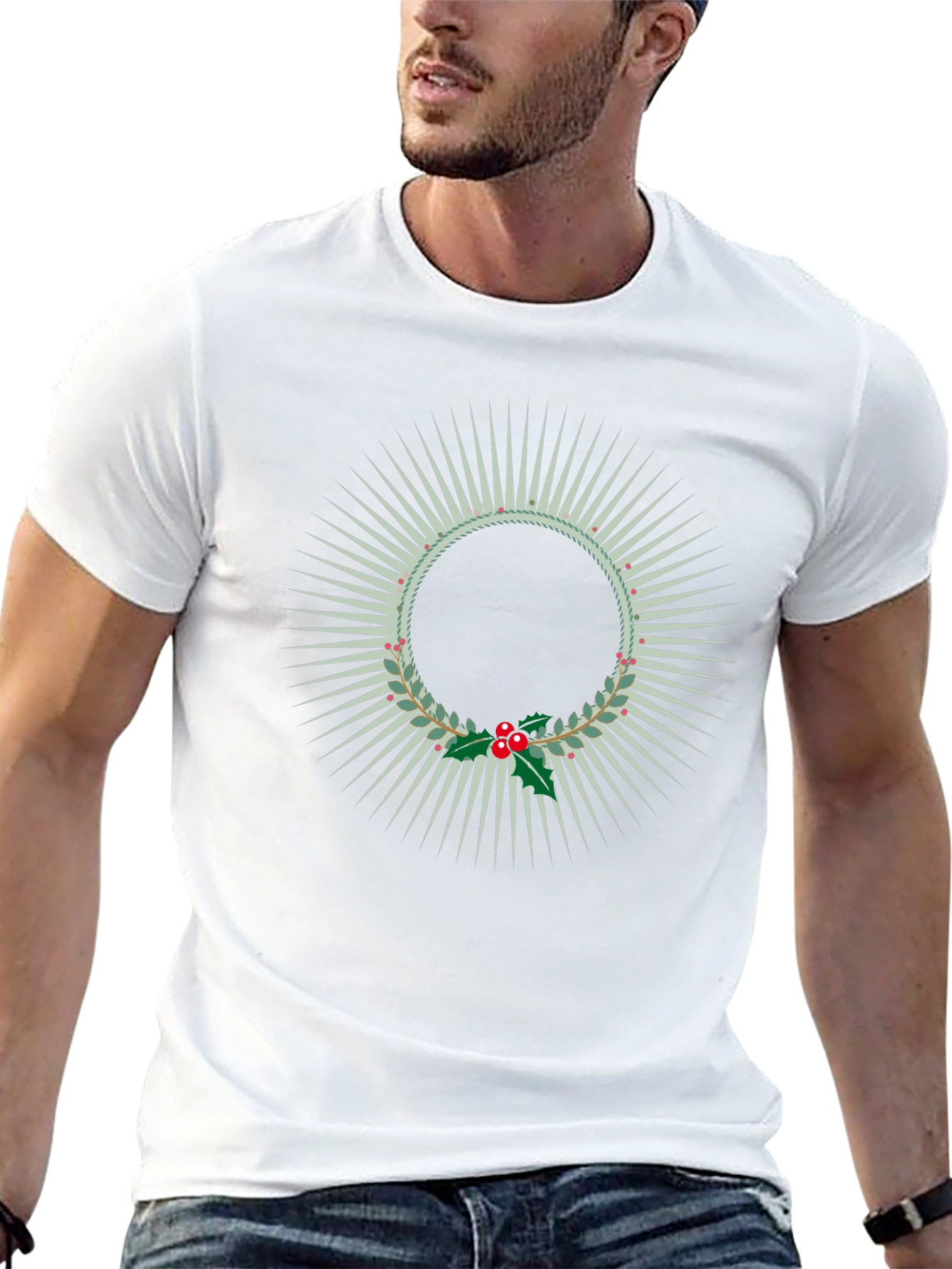 Festive Wreath Graphic Tee - Holiday Style