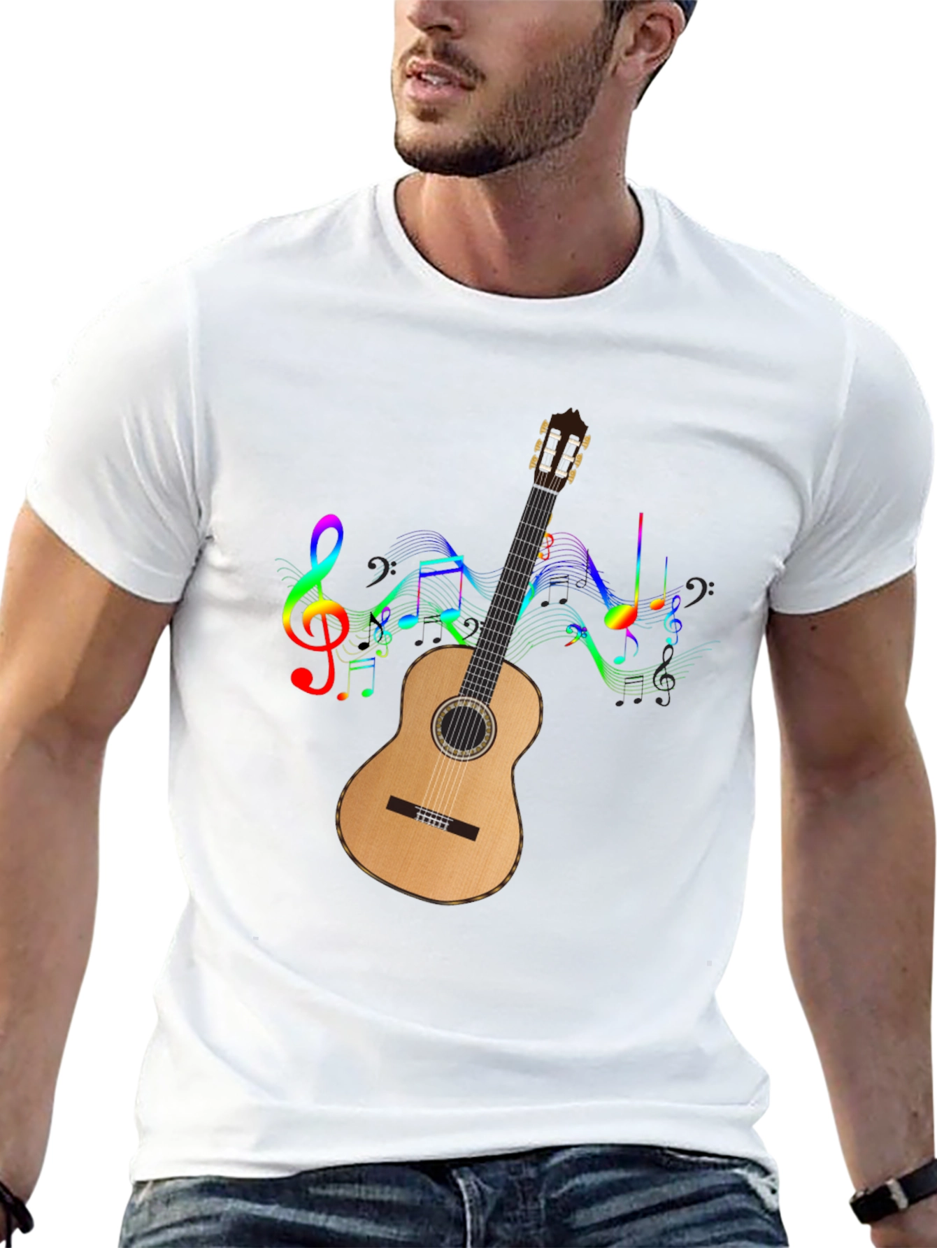Musical Guitar Graphic Tee - Mens Black T-Shirt