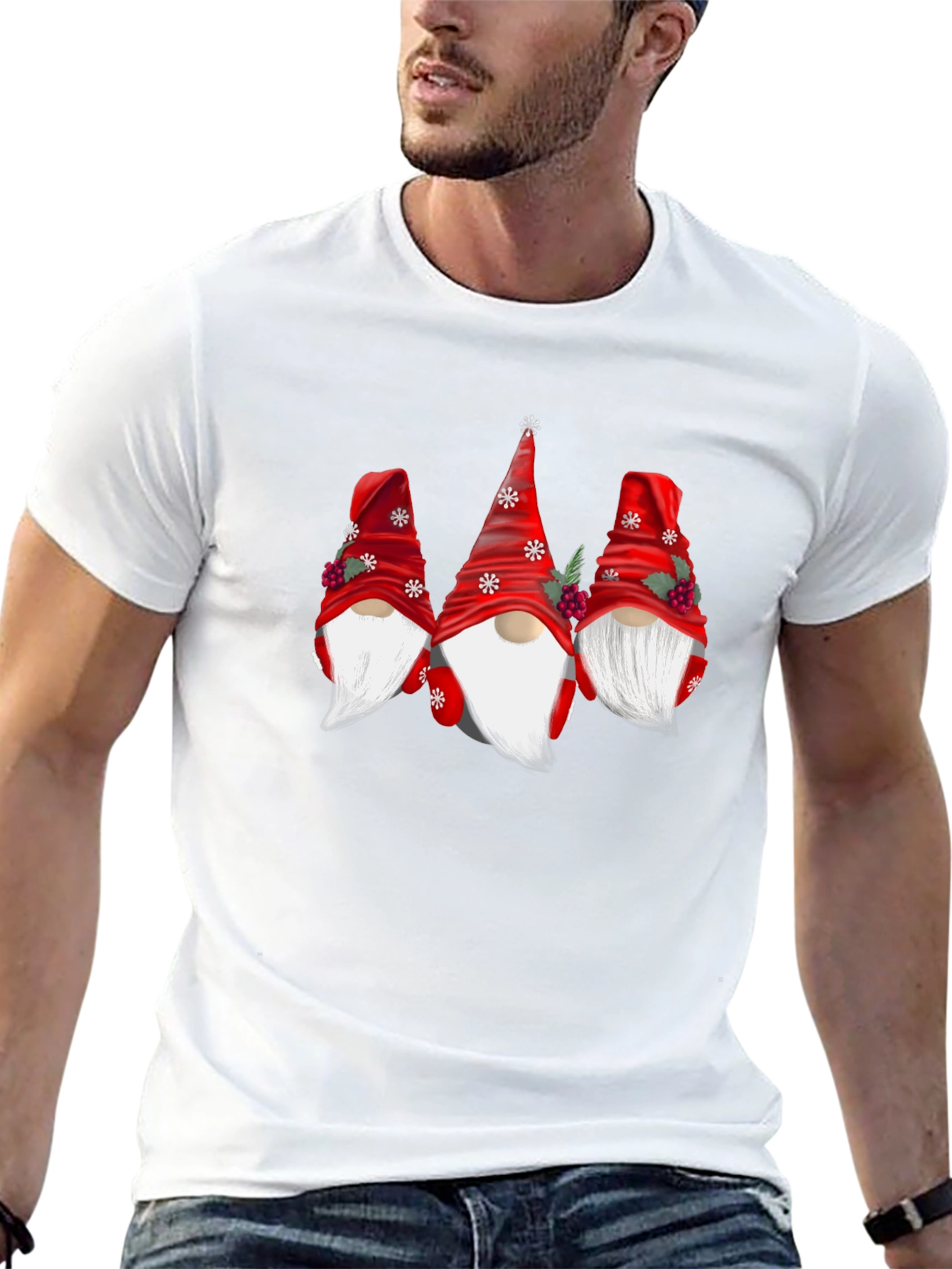 Festive Gnome Graphic Tee - Holiday Cheer