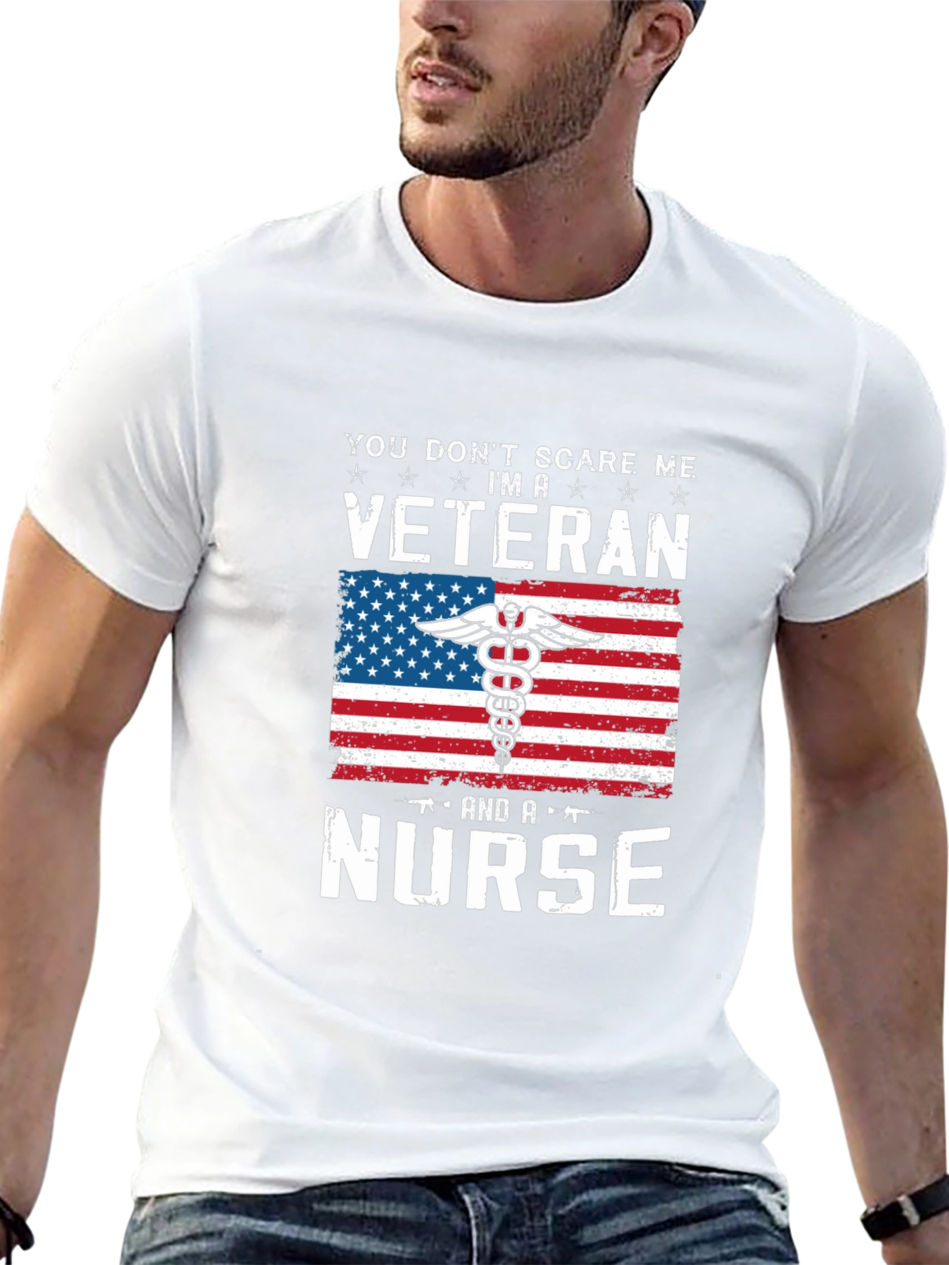 Veteran Nurse T-Shirt - Patriotic American Flag Design