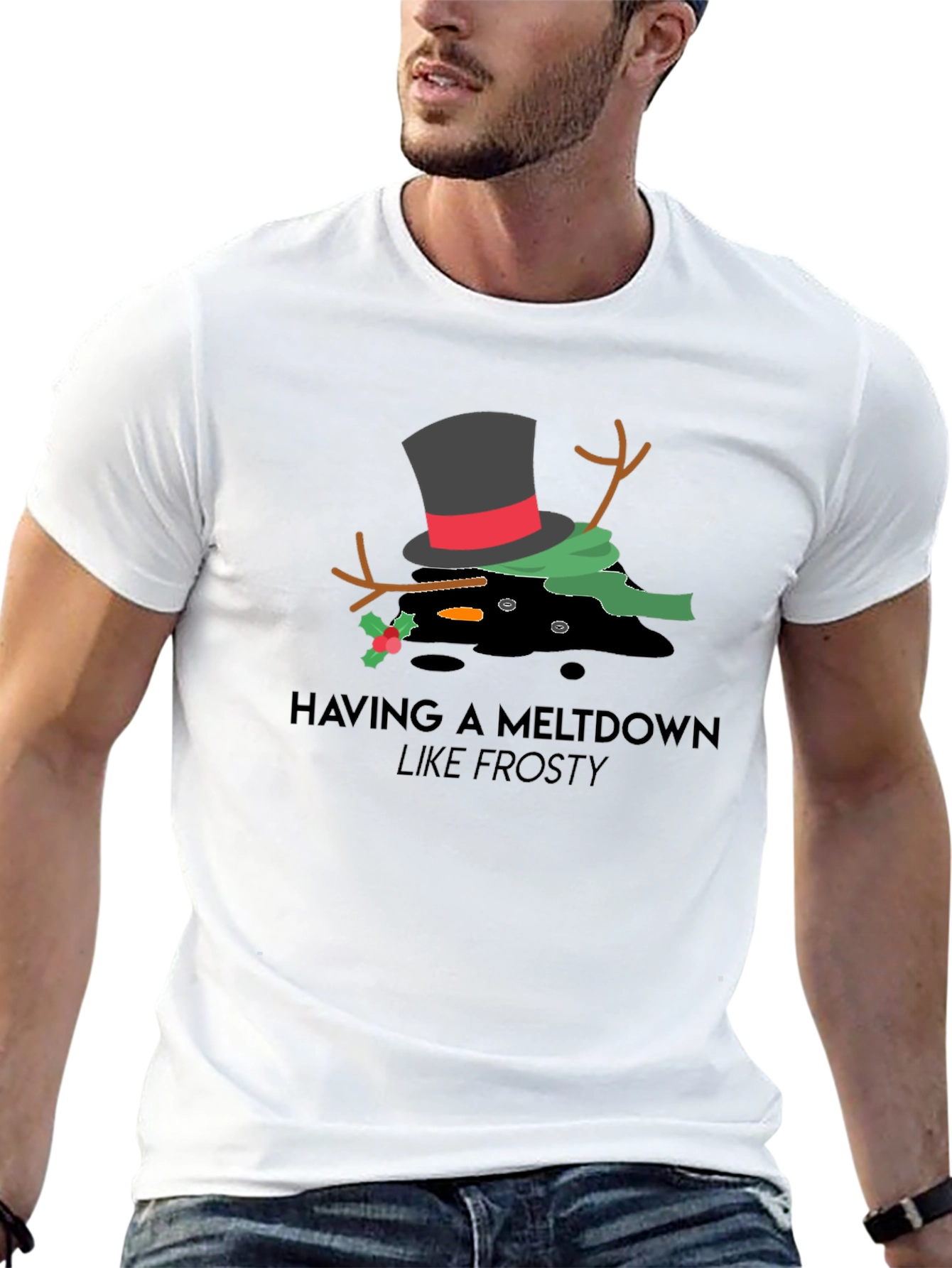 Melting Snowman Graphic Tee - Frosty Meltdown T-Shirt
