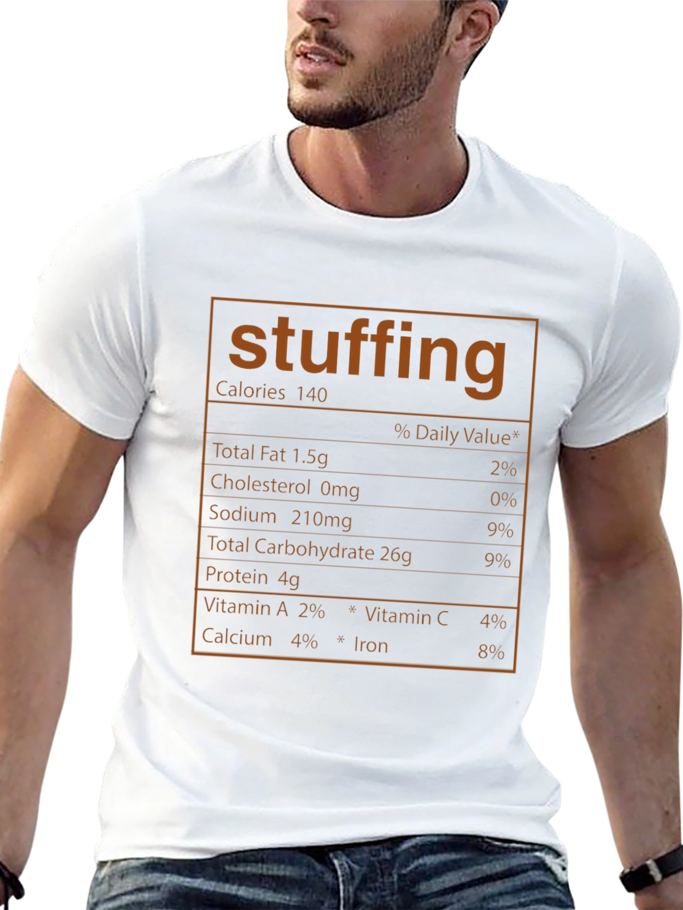 Funny Stuffing Nutrition Facts Black T-Shirt