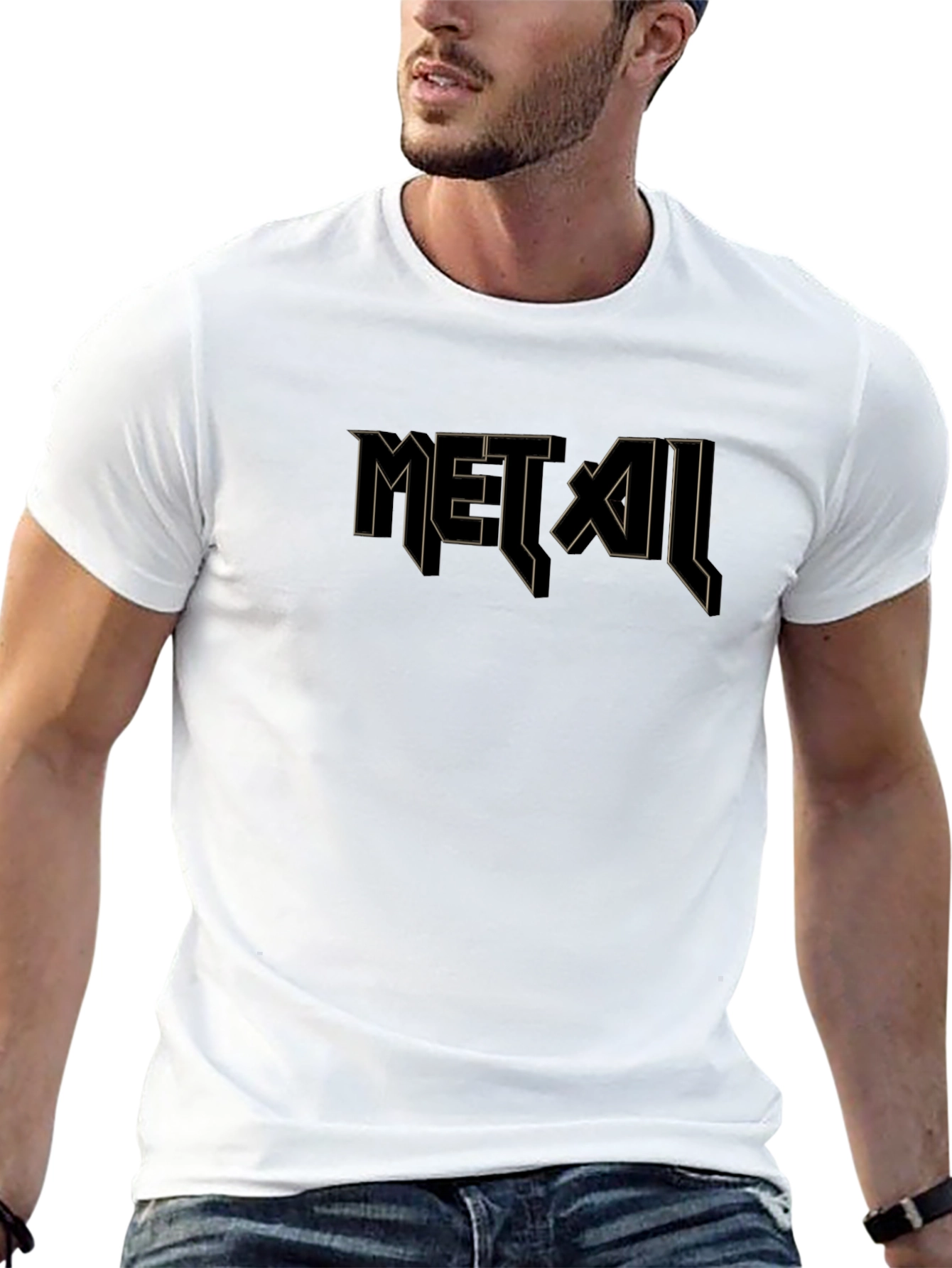 Metal Graphic Black T-Shirt for Men