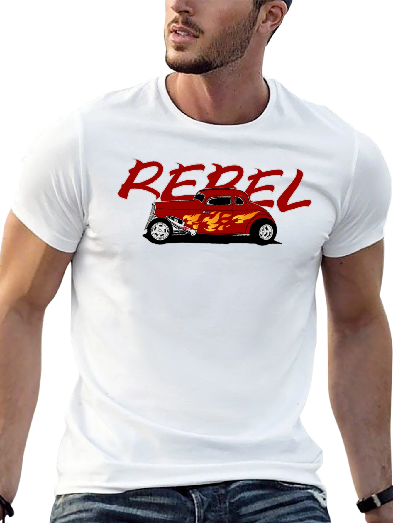 Rebel Hot Rod Flames Graphic T-Shirt