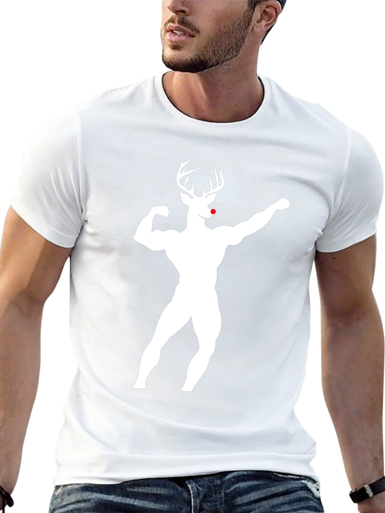 Muscle Deer Graphic T-Shirt - Black