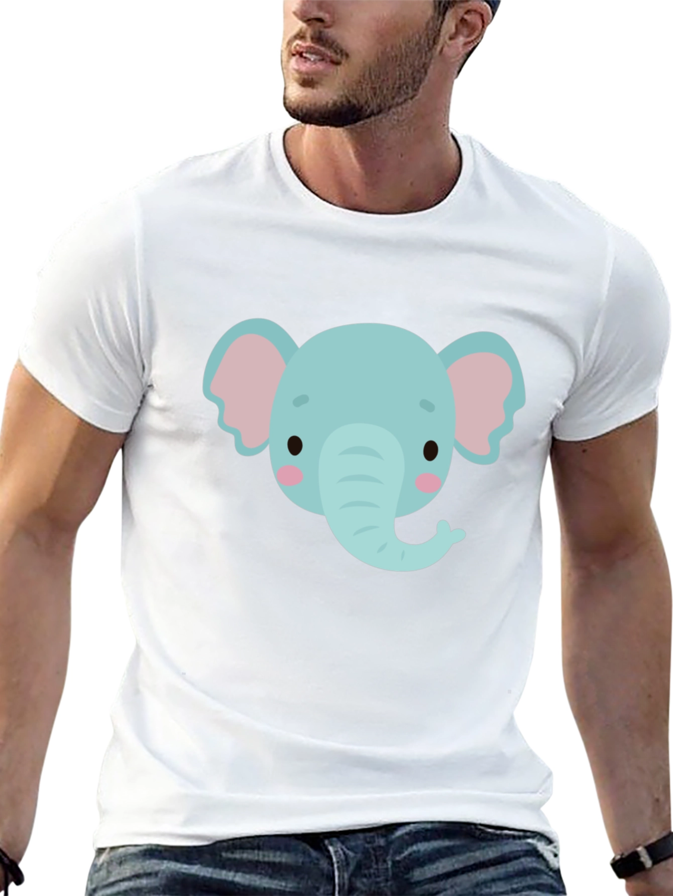 Cute Elephant Graphic Tee - Black Cotton Comfort