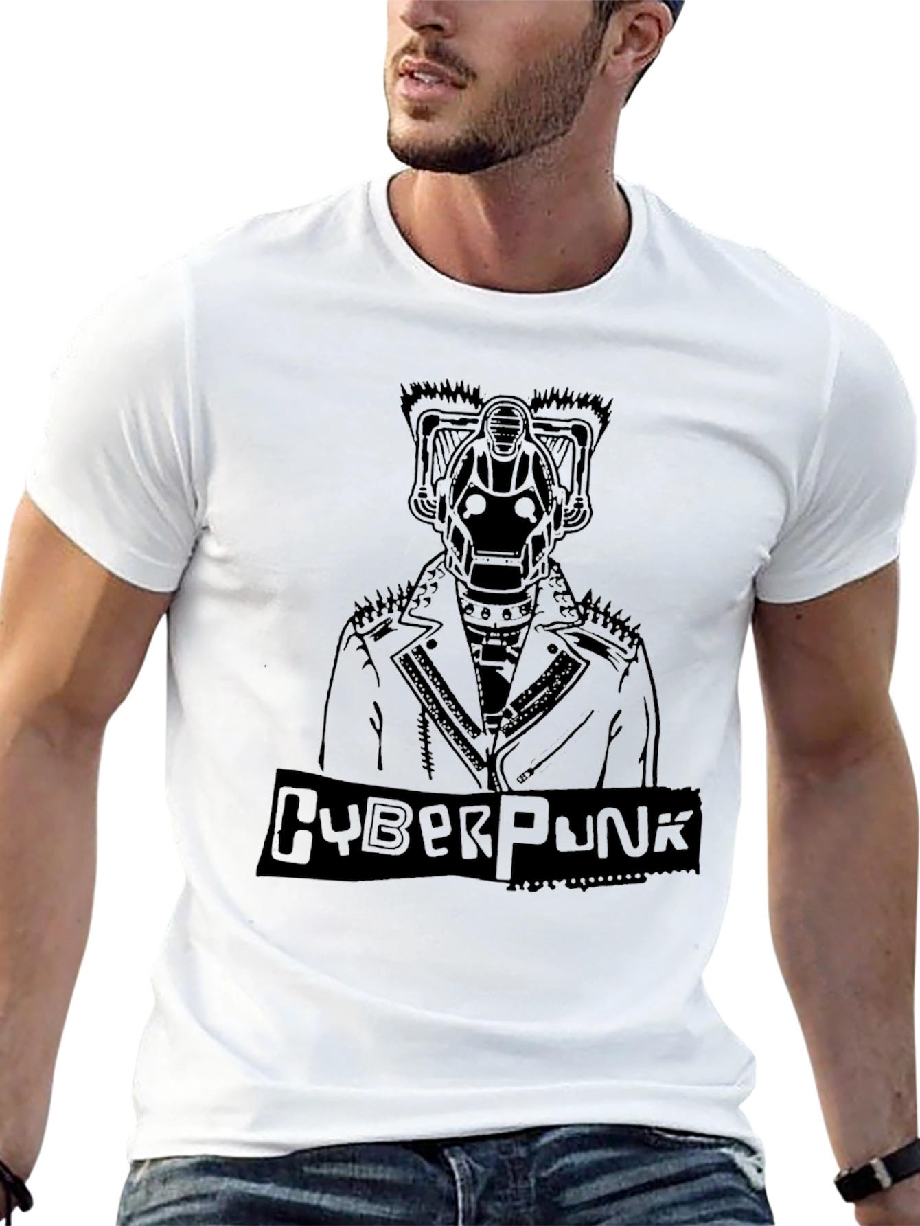 Cyberpunk Robot Graphic Tee - Edgy Design