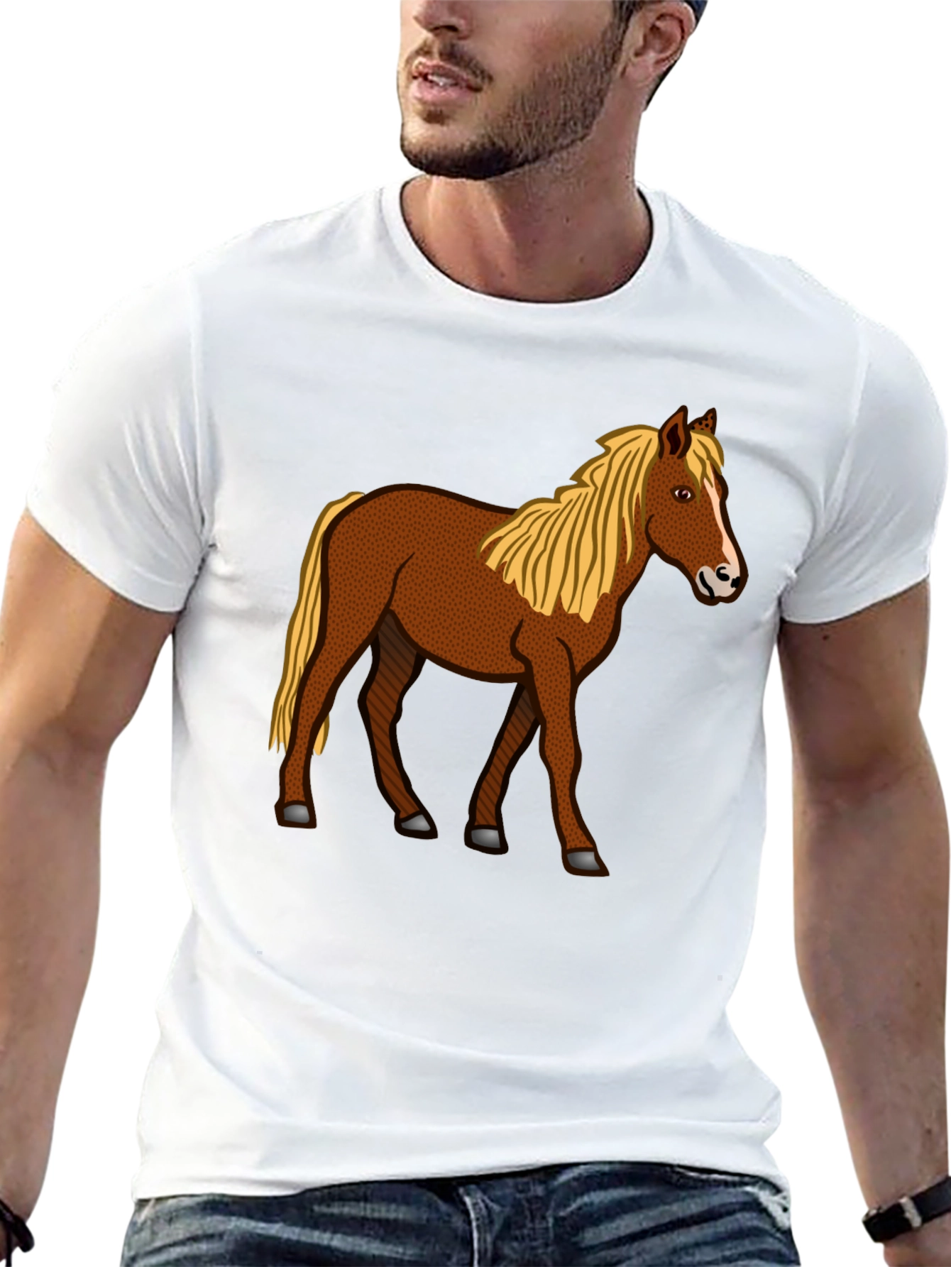 Horse Graphic T-Shirt - Classic Crew Neck Tee