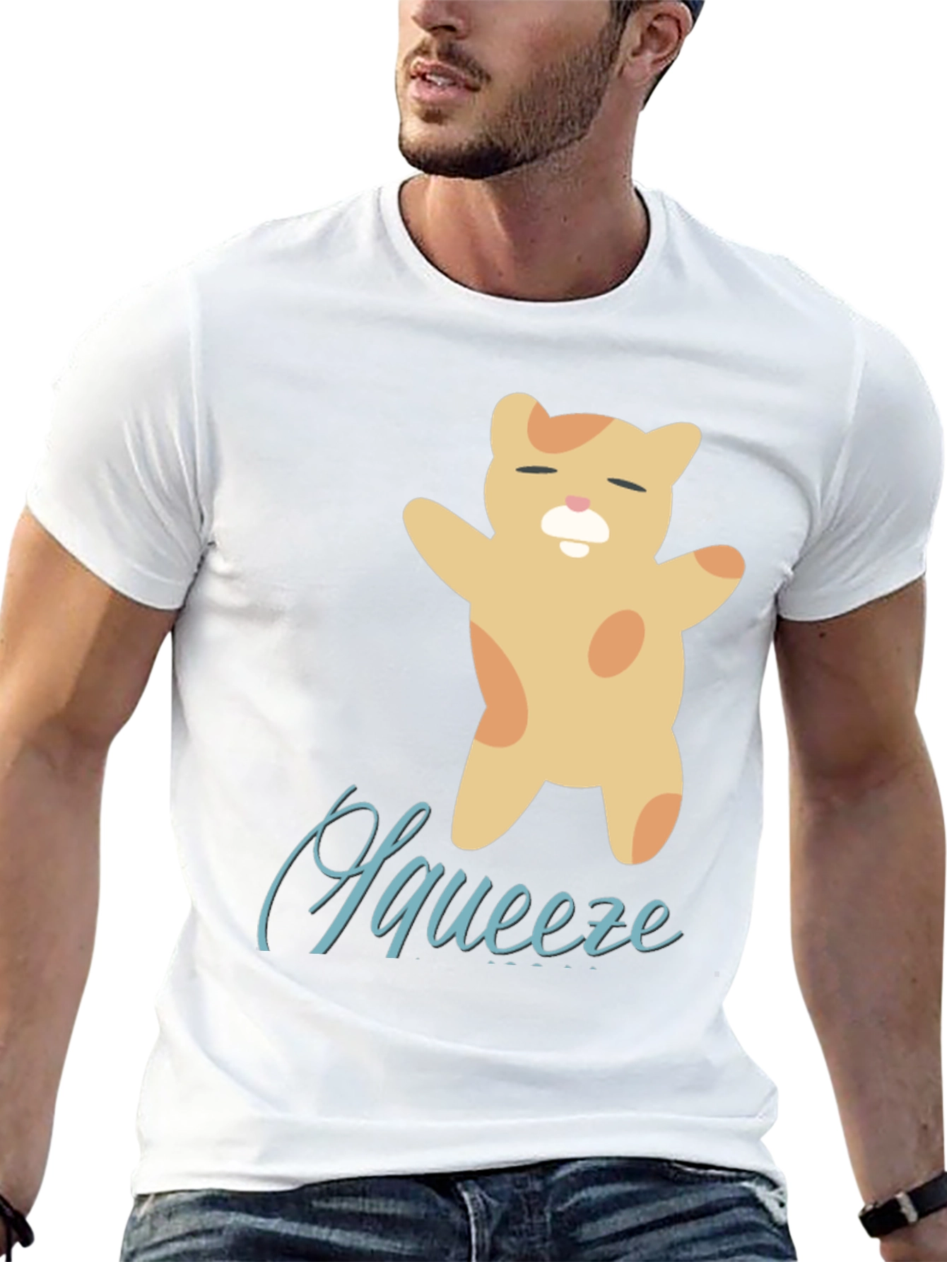 Cute Squeeze Cat Black T-Shirt