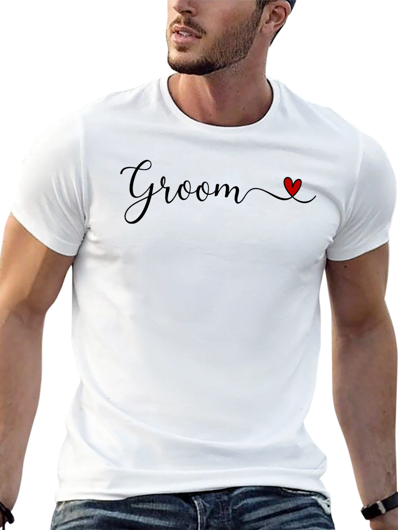Groom Heart Graphic Black T-Shirt