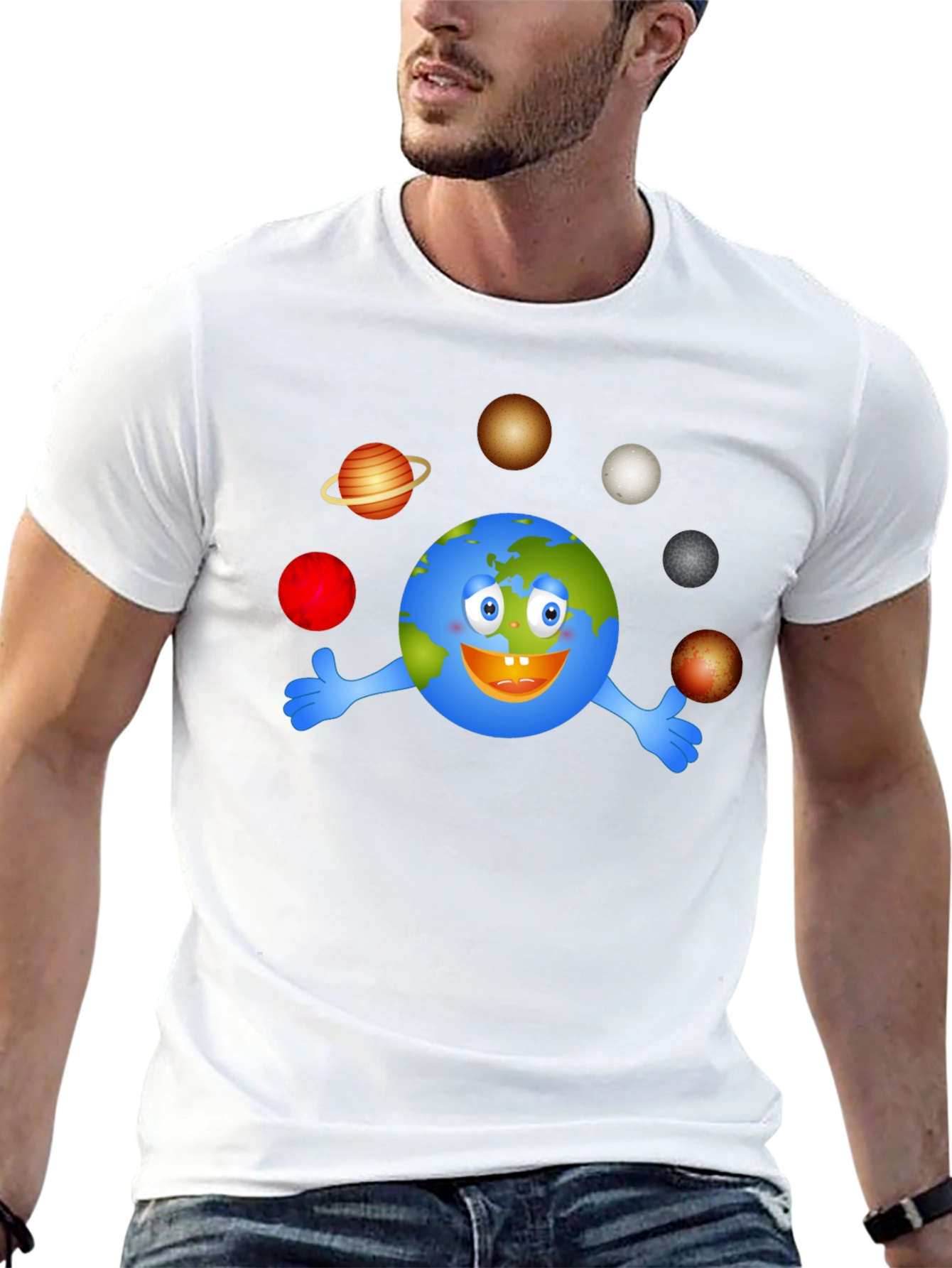 Planet Earth Cartoon Graphic T-Shirt