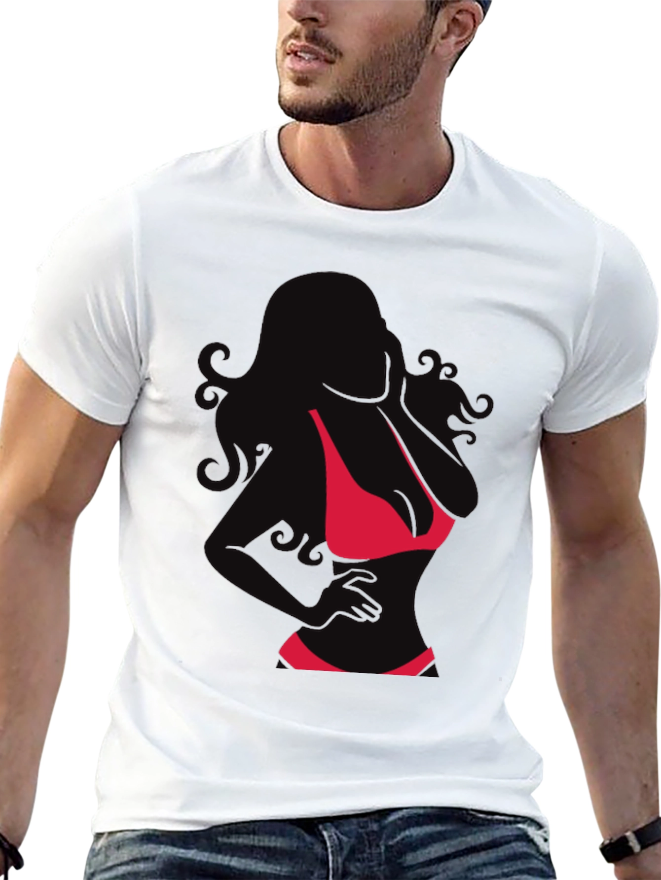 Silhouette Bikini Graphic T-Shirt - Mens Fashion Tee