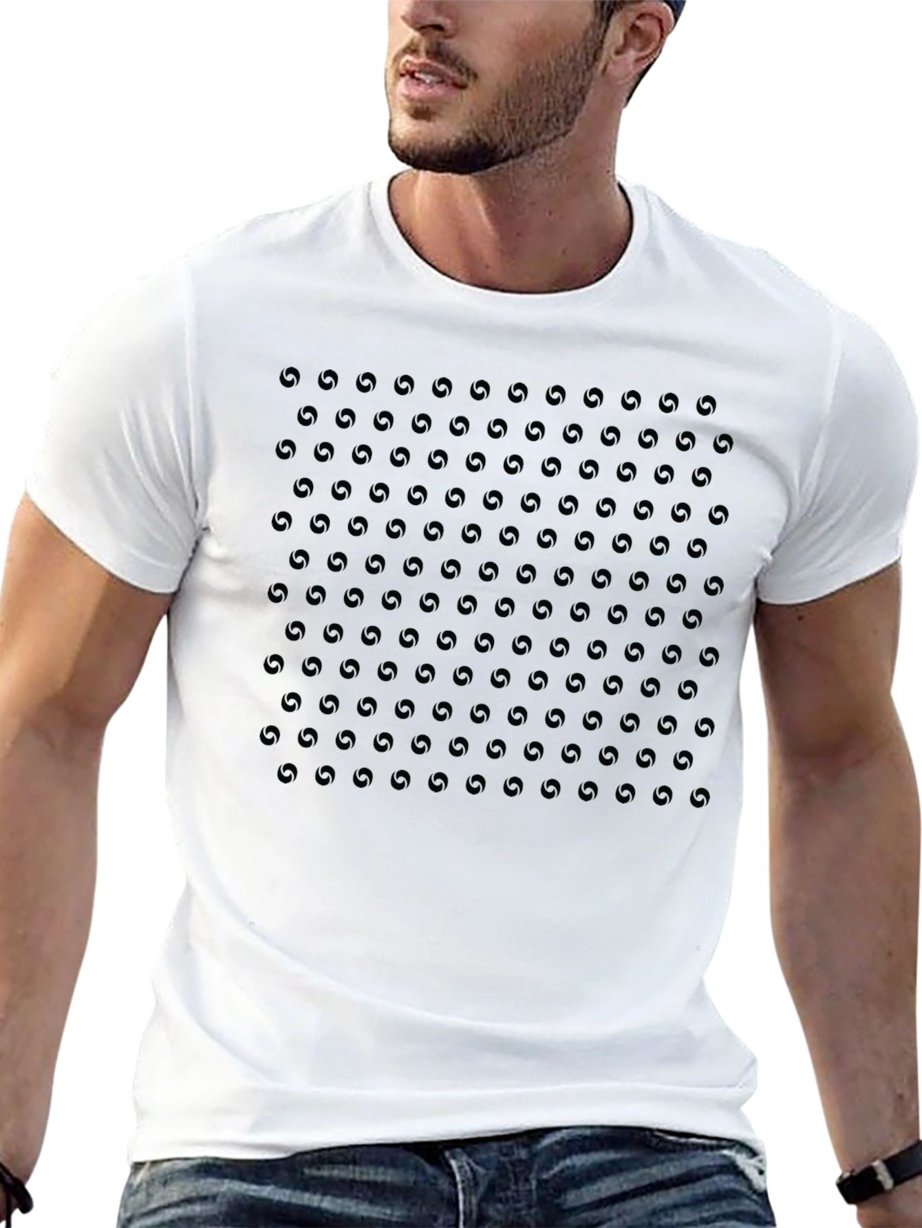 Monochrome Aperture Pattern Crew Neck T-Shirt