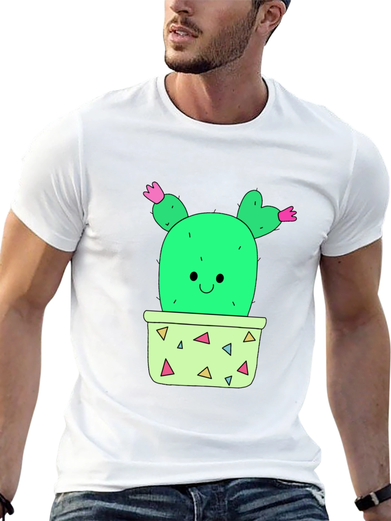 Cactus Graphic T-Shirt - Black Cute Potted Plant Tee