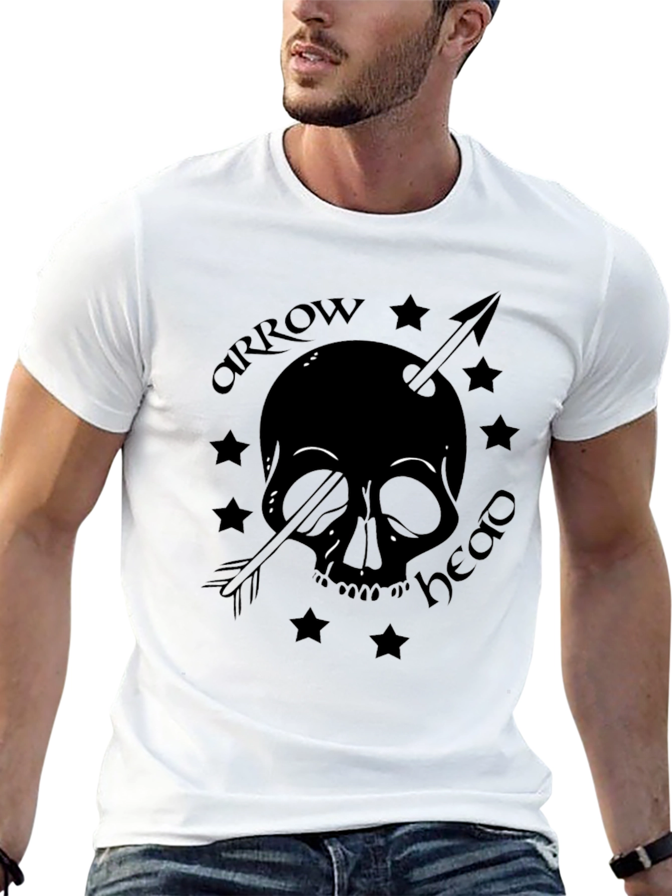 Skull Arrowhead Graphic Tee - Black