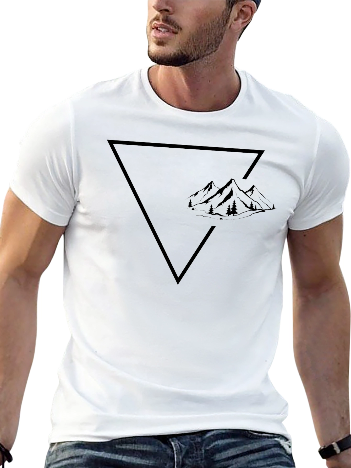 Mens Black Mountain Triangle Graphic Tee