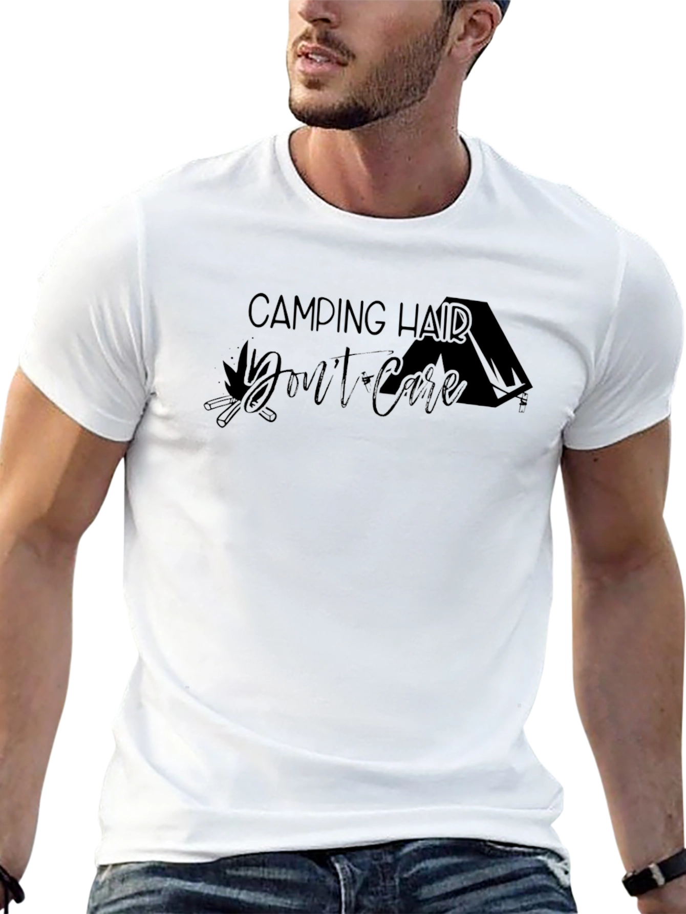 Camping Hair Dont Care Black Tee