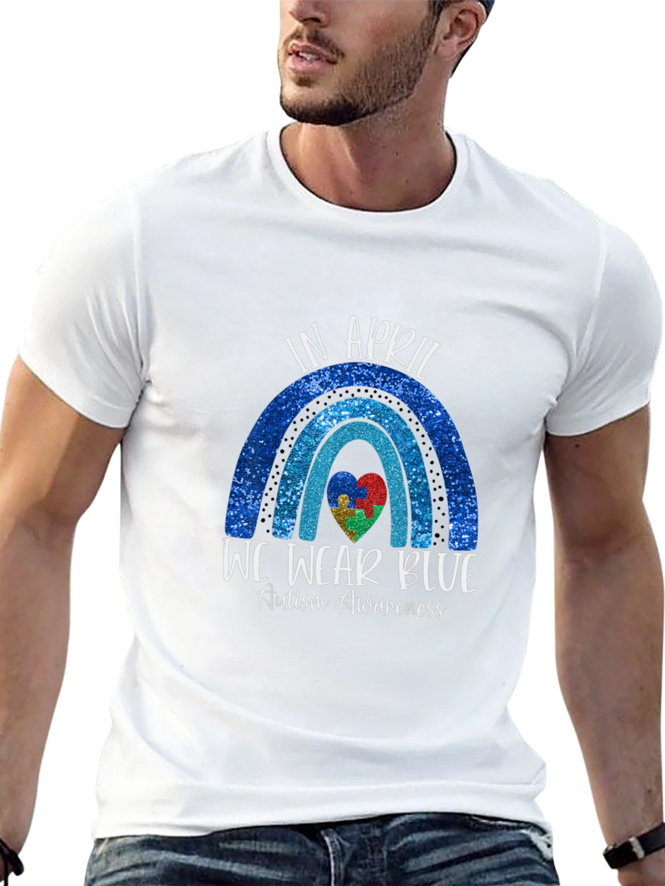 Autism Awareness Blue Rainbow T-Shirt