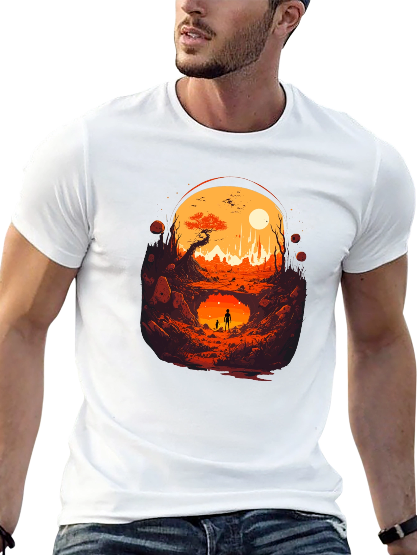 Graphic Print Tee - Surreal Landscape Design