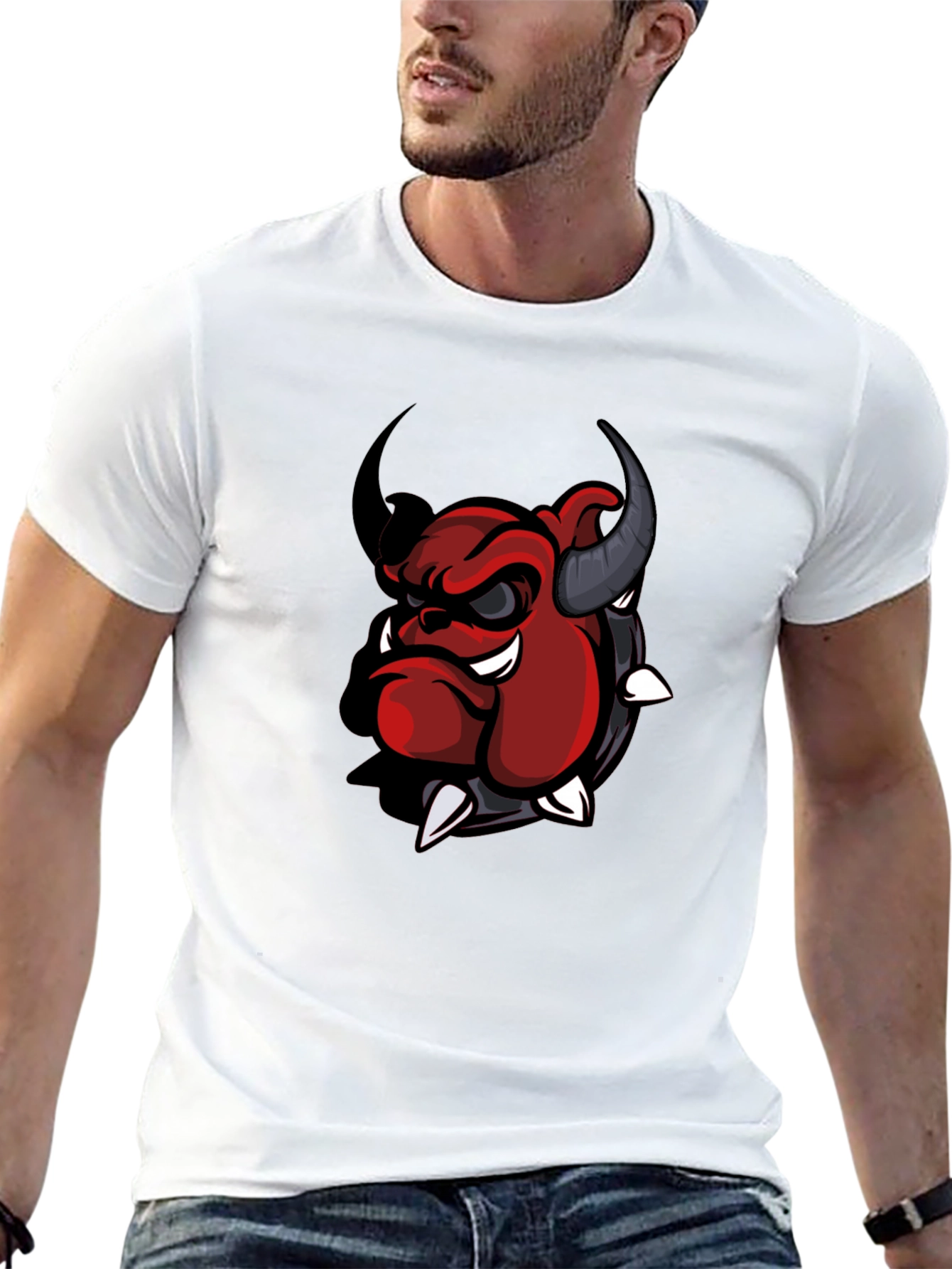 Cool Devil Bulldog Graphic T-Shirt