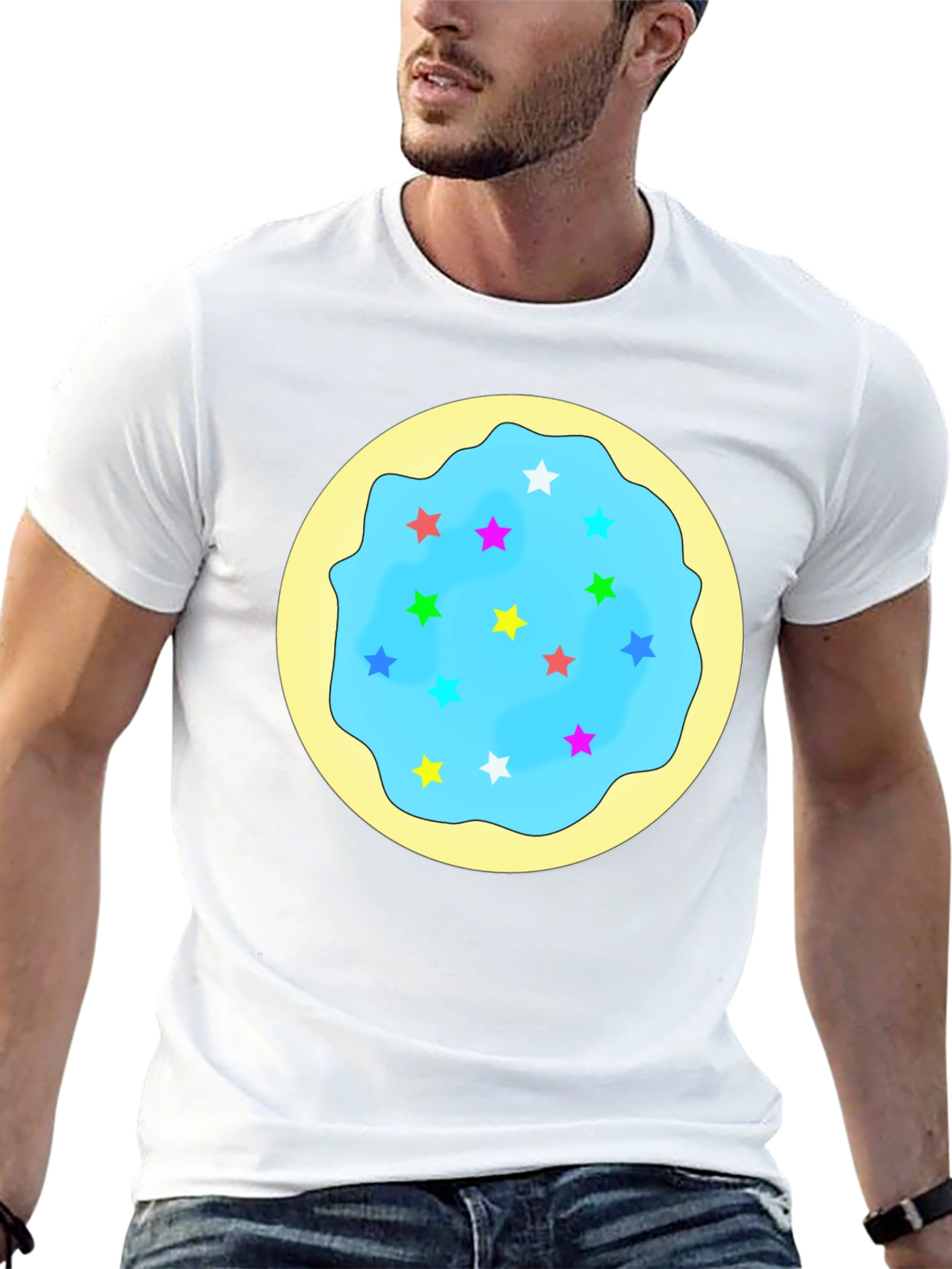 Star Cookie Graphic T-Shirt - Black Crew Neck Tee