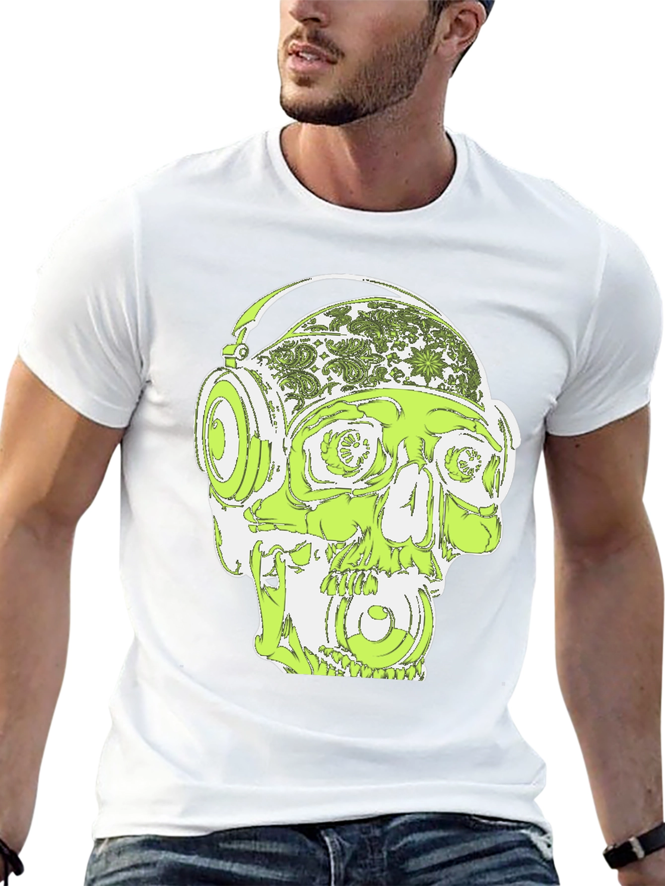 Skull Headphone Graphic T-Shirt
