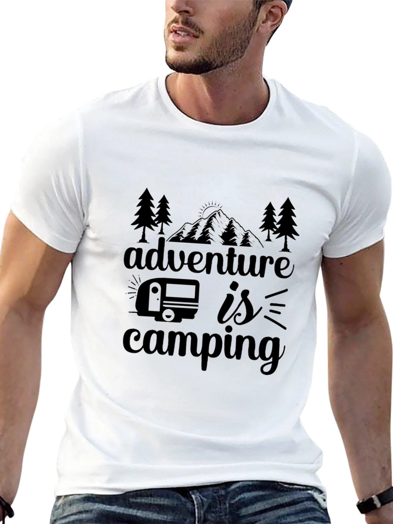 Adventure Is Camping Graphic Tee - Black