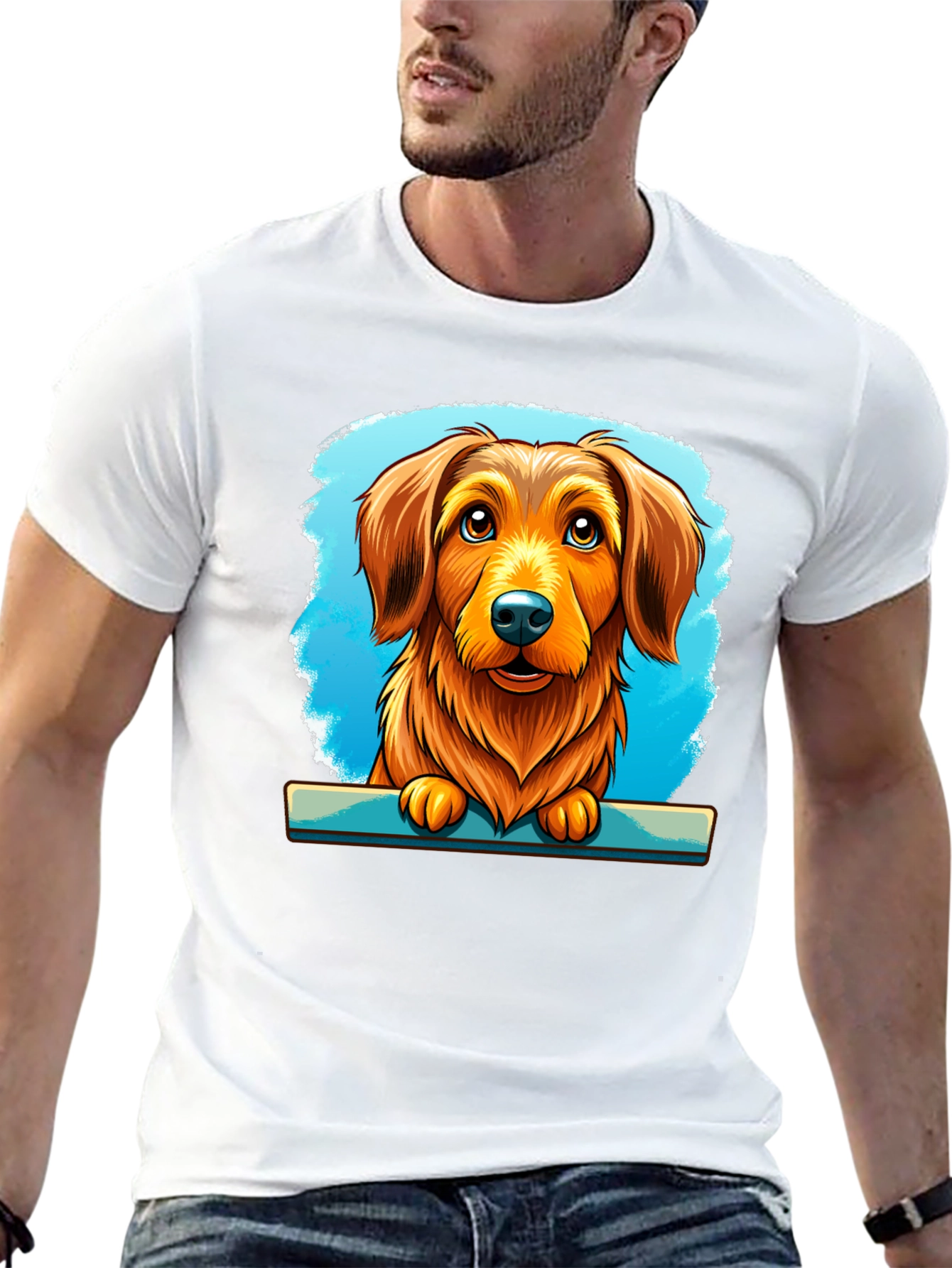 Dog Cartoon Art Print Black Tee