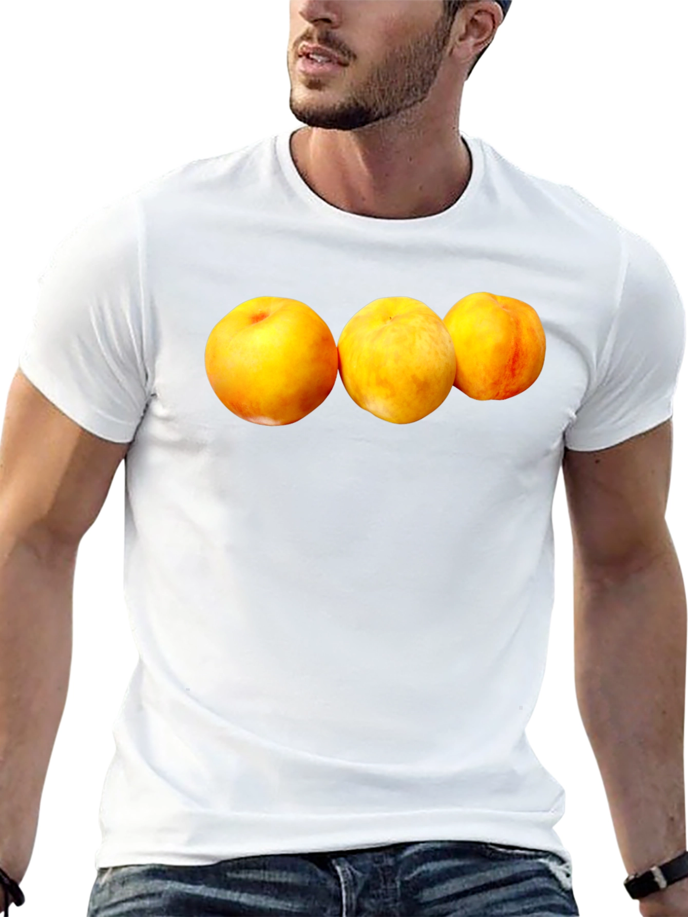 Peach Trio Graphic Black T-Shirt