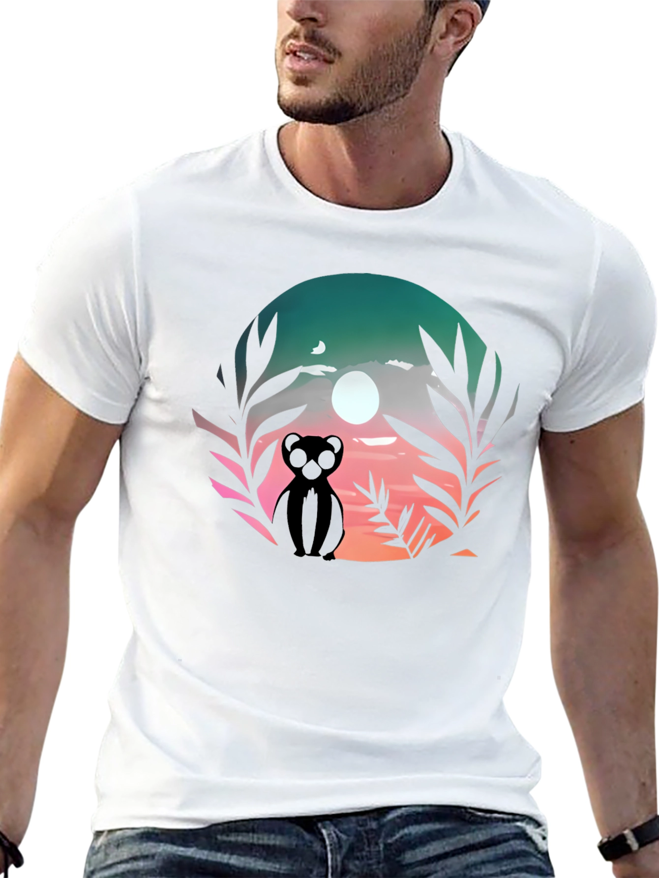 Sunset Silhouette Bear Graphic Tee