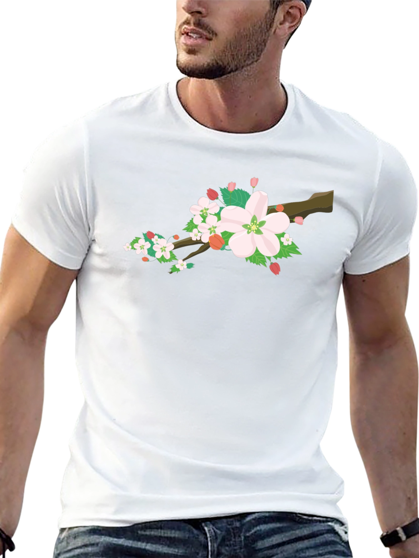 Cherry Blossom Graphic Tee - Black Cotton Blend