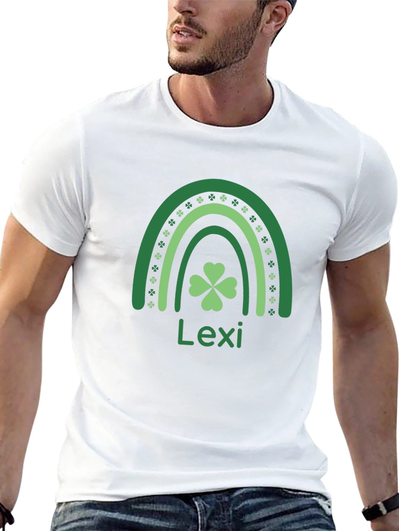 St. Patricks Day Shirt Lexi Name Clover Rainbow